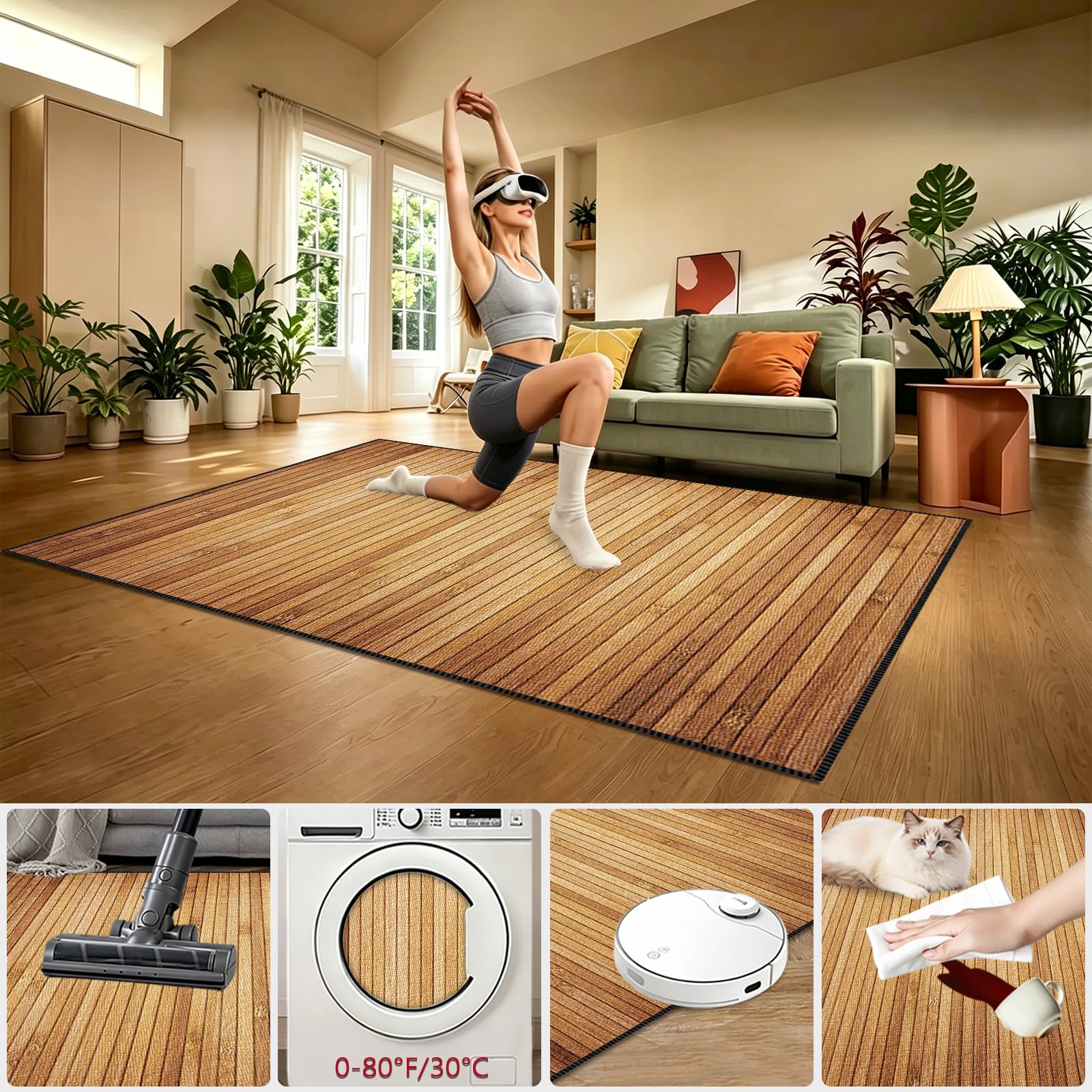Tappeto da Gioco per Camera da Letto Dei Ragazzi Tappeto per Sedia Gaming 3D Gaming Tappeto Sedia Tappeto Ufficio Salvapavimento Antiscivolo Decorazione per Soggiorno, Sala Giochi Marrone 140 x 200cm