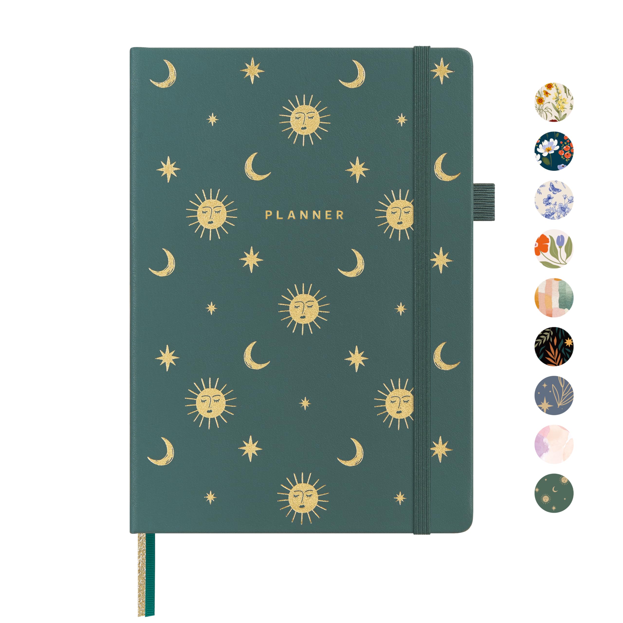 And Per Se Undated Planner, A5 Weekly Calendar Planner, 72 Weeks Hardcover to Track Goals, Planning Book with Monthly Tab Stickers & Back Pocket(Celestial Green)