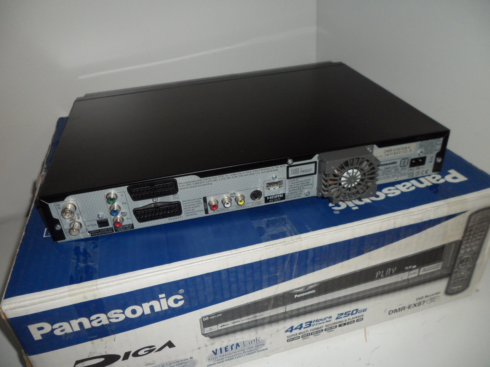 Panasonic DMR-EX87-250gb Hard Drive DVD Recorder - With 1080P Up-Conversion & Freeview - Black