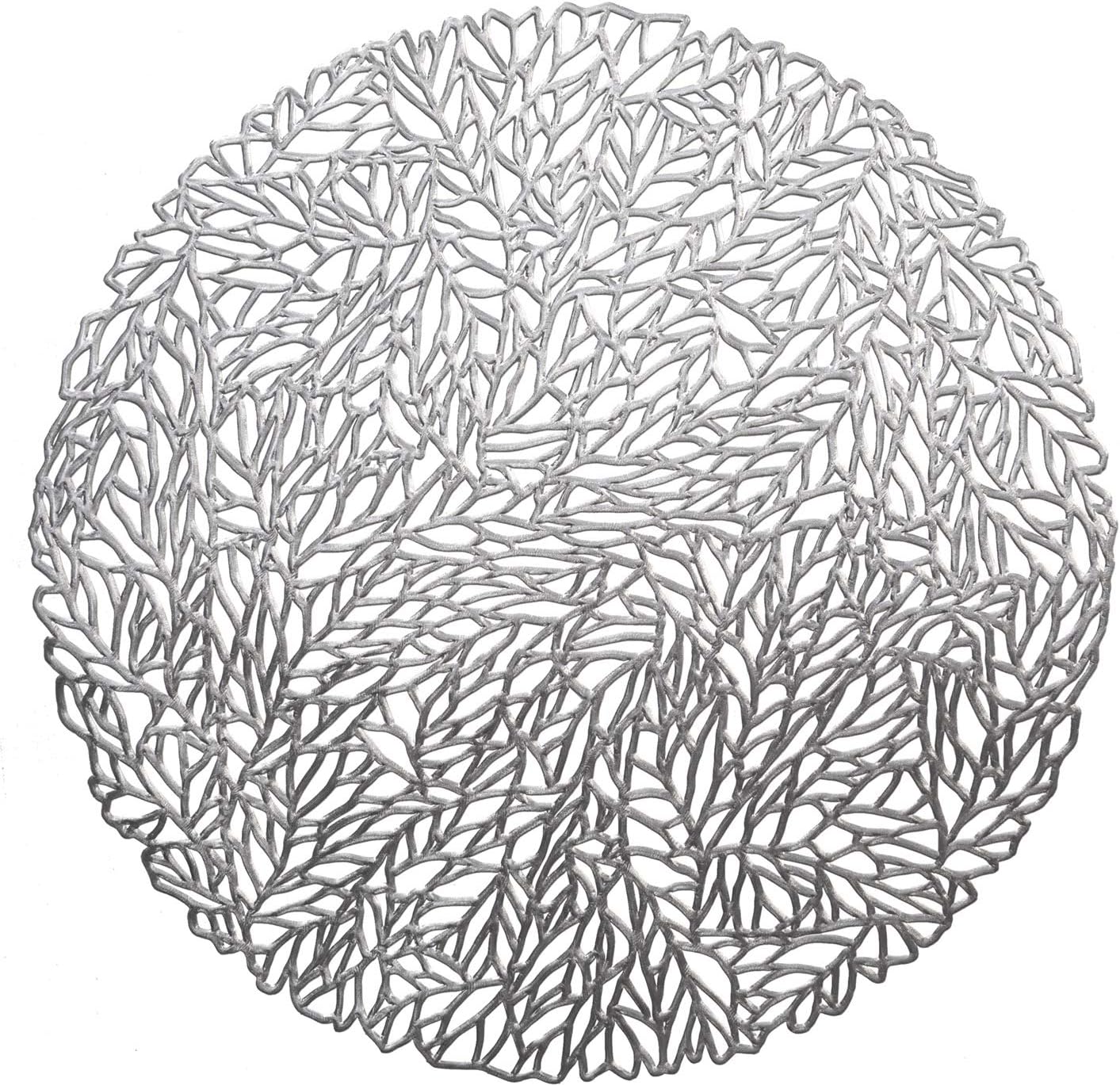 Occasions 40 Pieces Pack Pressed Vinyl Metallic Placemats/Wedding Accent Centerpiece Placemat (Spring, Silver)