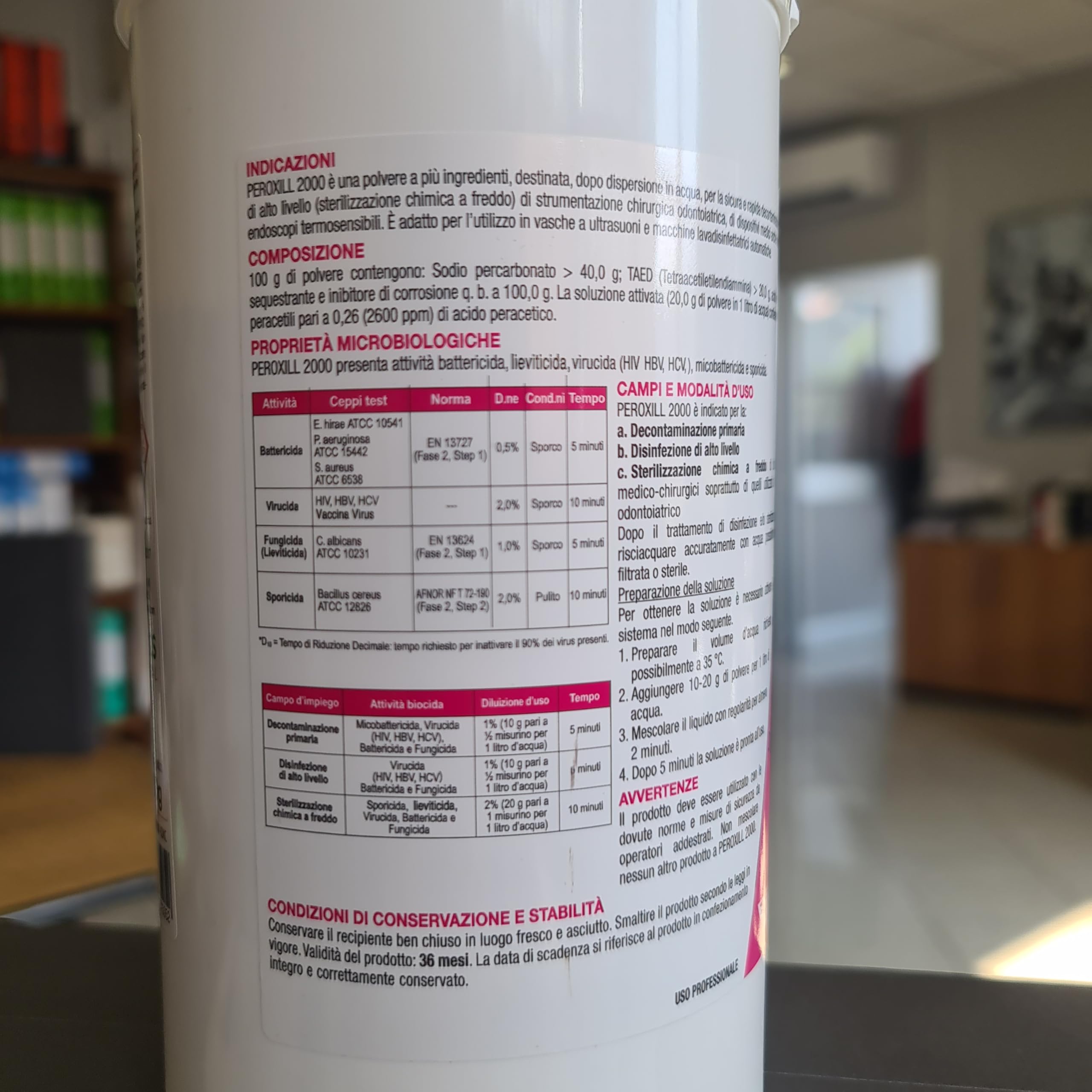 DISINFETTANTE STERILIZZANTE IN POLVERE PEROXILL - FLACONE DA 1 KG