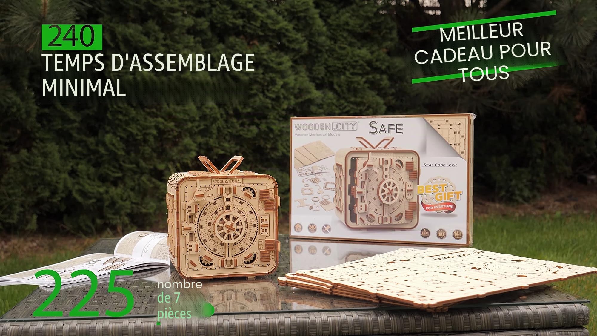 WOODEN.CITY Kit de Modèle en Bois à Construire - Coffre-Fort Mécanique, Puzzle 3D, Jouet DIY Coupe au Laser, pour Homme, Mari, Partenaire, Collègue - Maquette en Bois