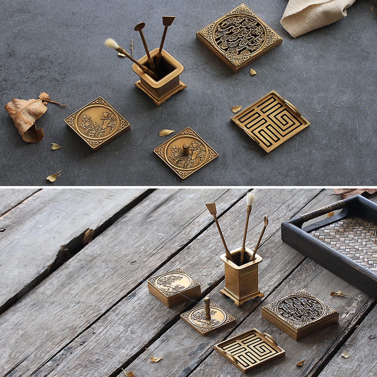 Kit de 9 Piezas para Hacer Incienso de latón, Torre de reflujo, moldes para Conos de Incienso, Juego de Herramientas para purificar el Incienso, Yoga, meditación y SPA.