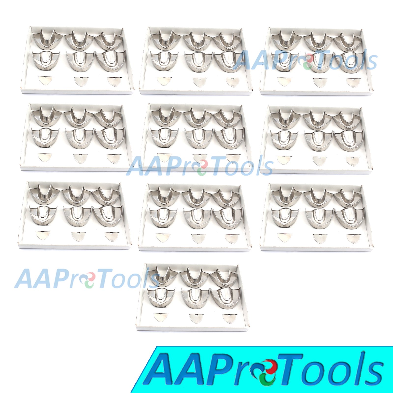 AAPROTOOLS Set of 10 Dental Impression Trays Baby Set of 6 PCS Solid Dental Instruments A+ Quality