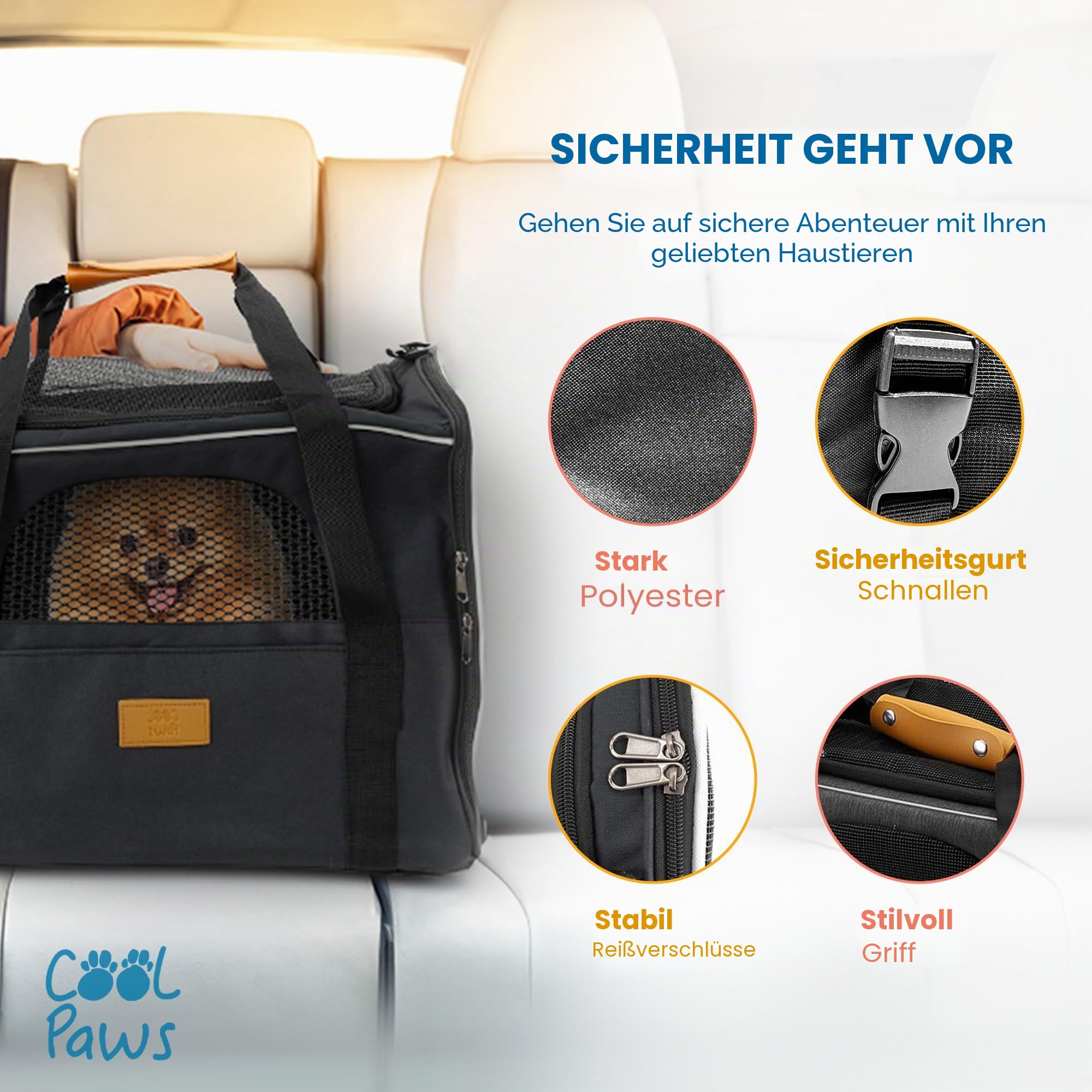 Haustier-Tragetasche für Katzen & kleine Hunde - Leichte, atmungsaktive Haustier-Reisetasche mit Netzseiten, verstärktem Rahmen, Abnehmbarer Matte und Schultergurt für sicheren Transport