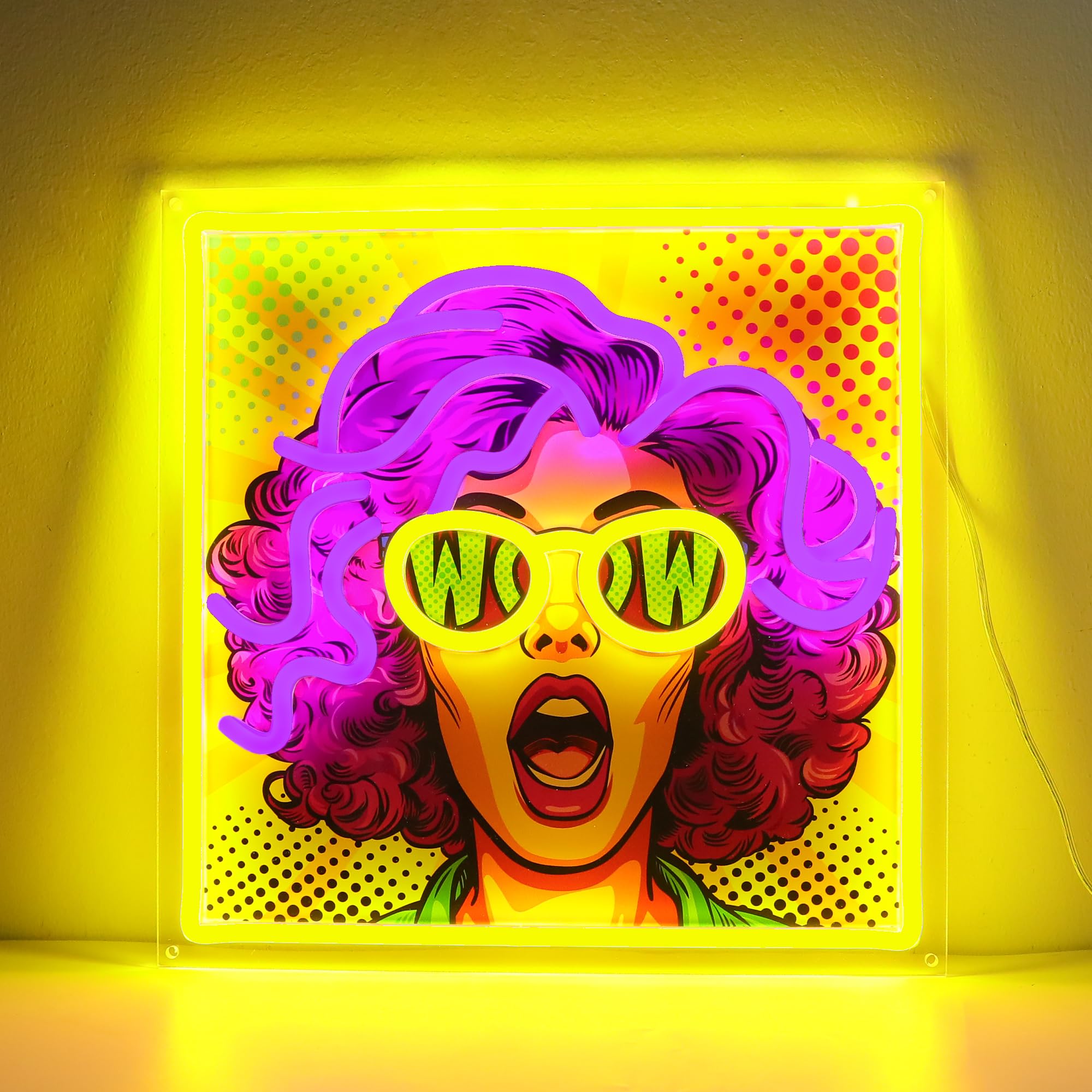 WIOSOUL Purple Hair Pretty Girl Neon Sign,UV Print LED Light Sign Dimmable Cool Women Lady Neon Lights for Bedroom,Home Wall Decor LED Signs for Christmas Birthday Party Girls Stylish Gifts