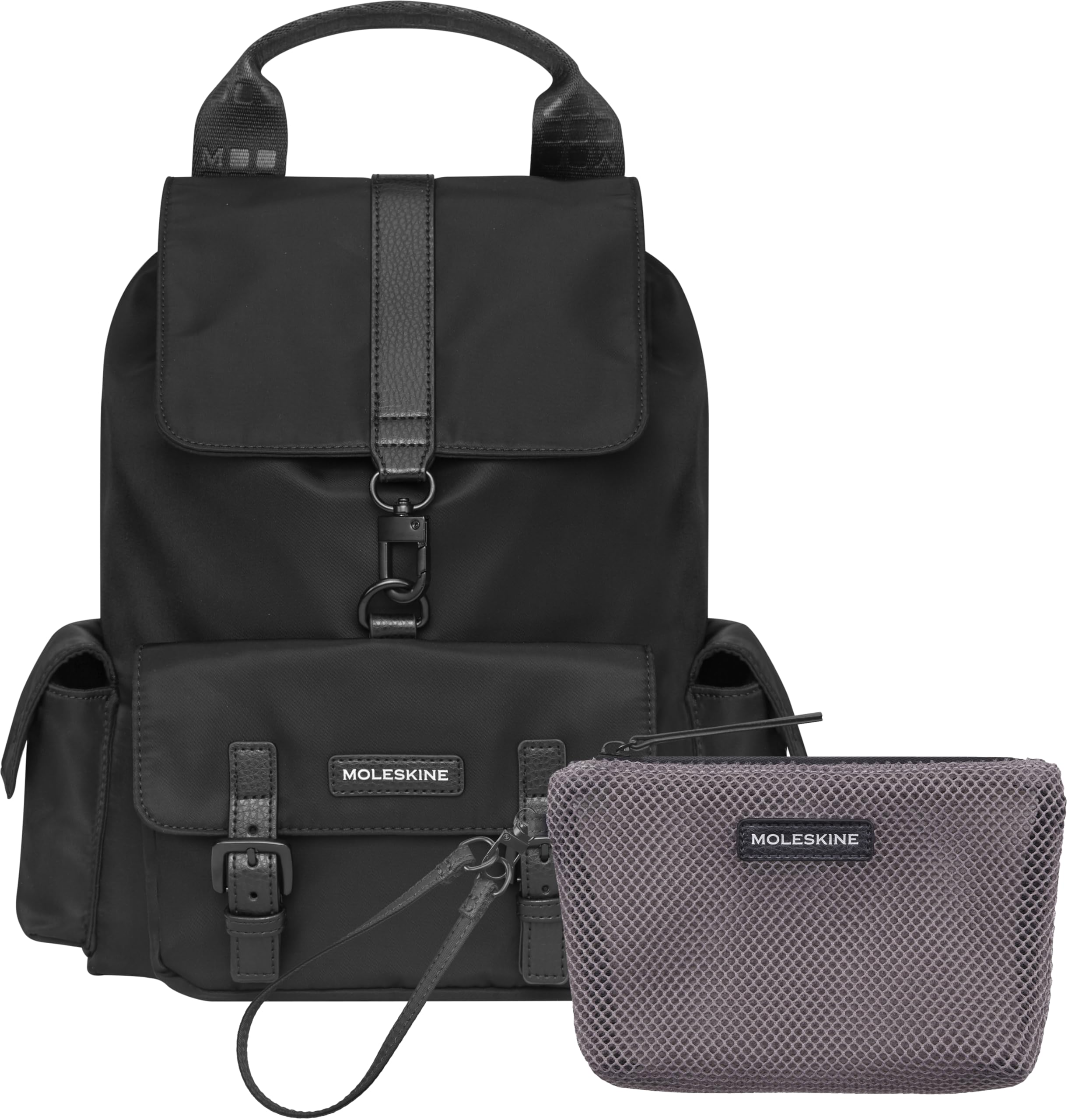 Moleskine Rucksack Klein Kollektion The Legendary, Rucksack Für Arbeit Und Universität Mit Gepolsterte Laptoptasche Aus 100% Recyceltem Material Maße 33 x 32 x 12 cm, Schwarz | Kompakter Rucksack mit organisierten Fächern, gepolstertem Laptop-Stauraum und