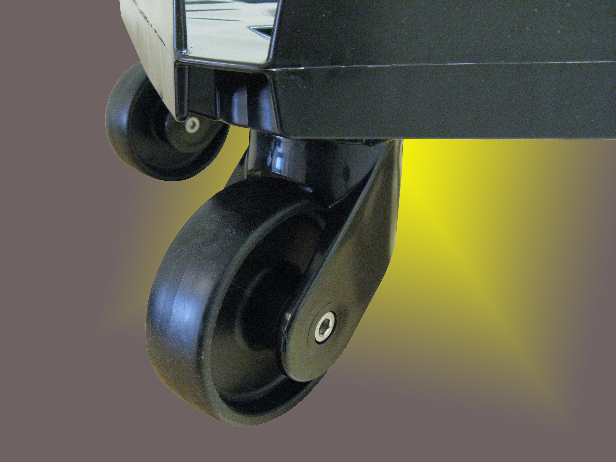 Transportroller für Boxen 600x400 mm schwarzem PP Rahmen 4x Kunststoff-Lenkrolle ø 100mm (schwarz) schwarze PP Räder