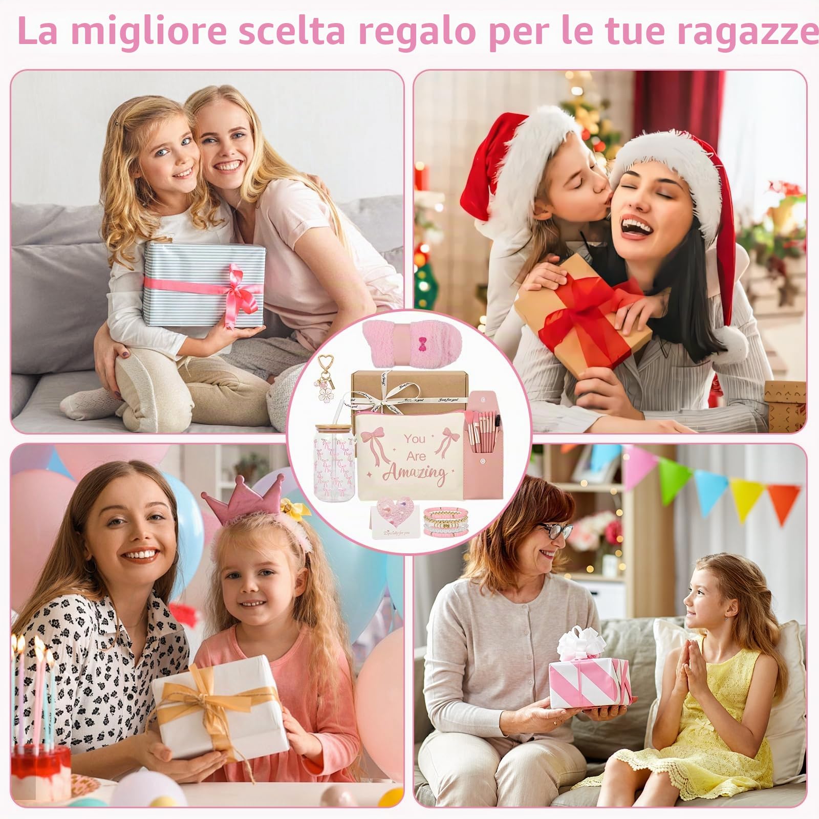 Regali per ragazze 8 9 10 11 12 13, regalo per la scuola con bicchiere, cannuccia e coperchio, pennello per il trucco, portachiavi, braccialetto per borsa cosmetica,regalo di Natale per ragazze
