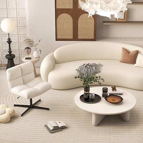 Miniatura 4 de Giantex Silla cruzada de piel sintética, silla de escritorio de oficina sin brazos cruzados, sin ruedas, altura ajustable, silla giratoria para