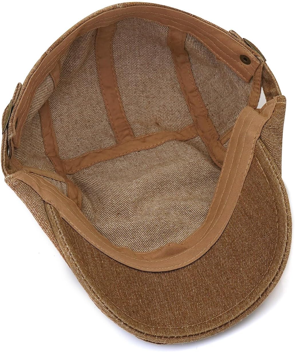 Newsboy Cap for Men Adjustable Flat Ivy Gatsby Cabbie Driving Hat Breathable Denim Cotton Golf Cap - Image 6