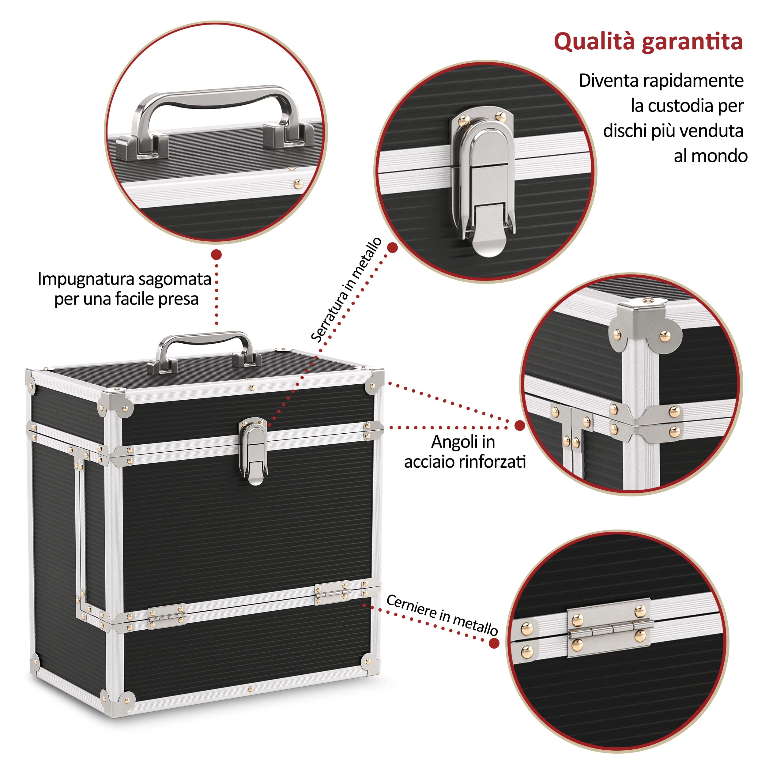 12" vinile Record Custodia di Immagazzinaggio con Unique Pieghevole Anteriore Flap, Contiene fino a 40 LP Include 40 vinile Record Maniche Esterne (Noir)