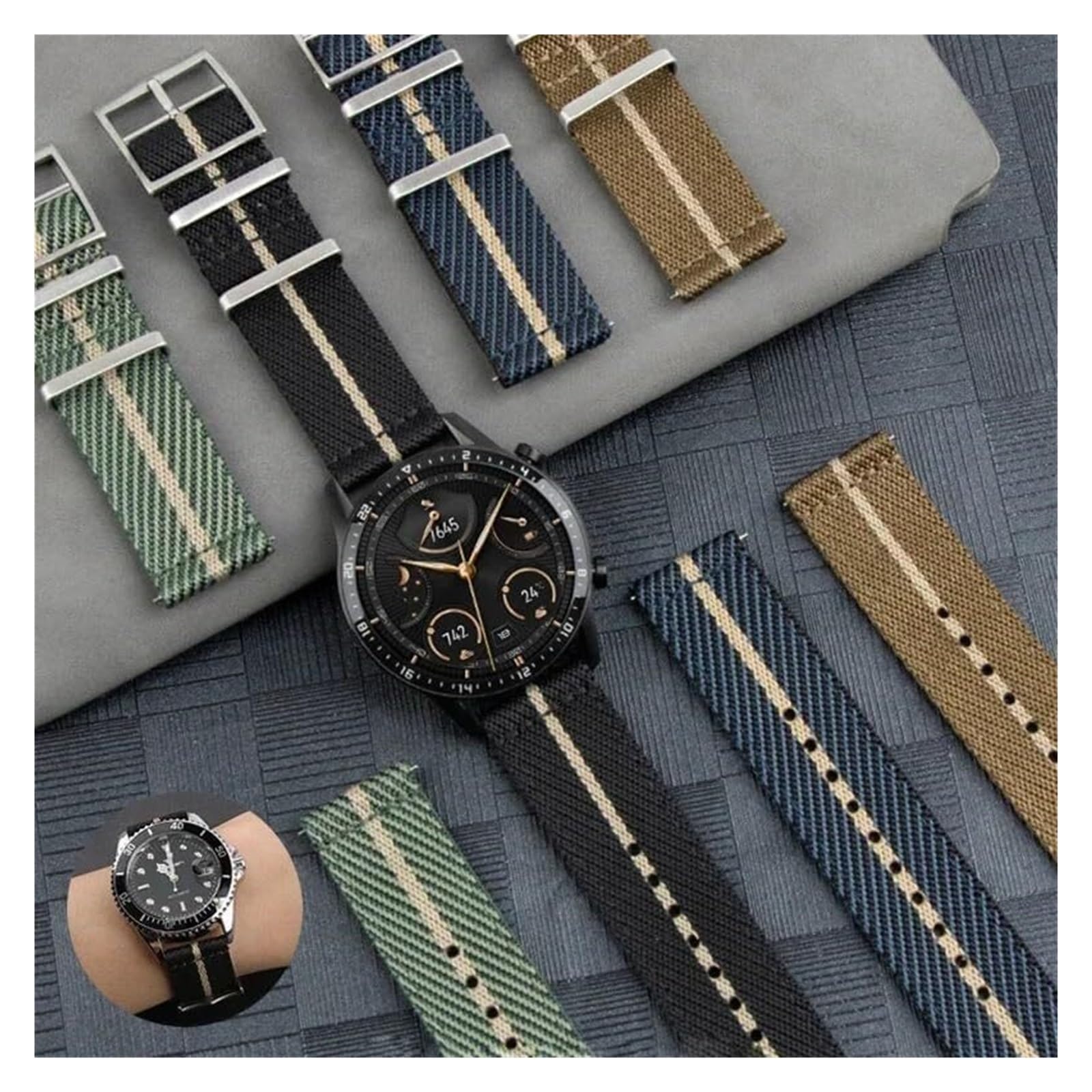 Remplacement du bracelet de la montre intelligente Bracelet de montre en Nylon 20mm 22mm, bracelet de montre souple de qualité supérieure, montres de remplacement de Sport universelles