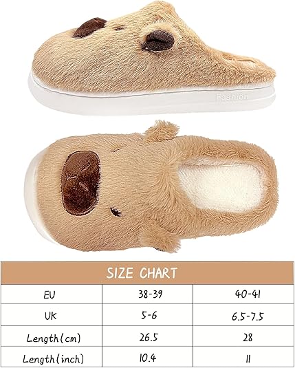 Zureto Capybara Slippers voor dames, schattige pluche