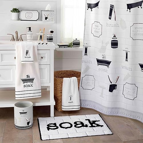 Miniatura 9 de Avanti Linens Icons Collection - Accesorios de baño novedosos, 4 piezas, blanconegro