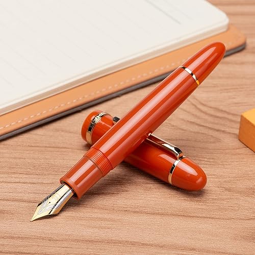 Miniatura 8 de Jinhao X159 - Pluma estilográfica acrílica naranja y rojo # 8 con punta fina para escritura y caligrafía con convertidor de tinta de repuesto