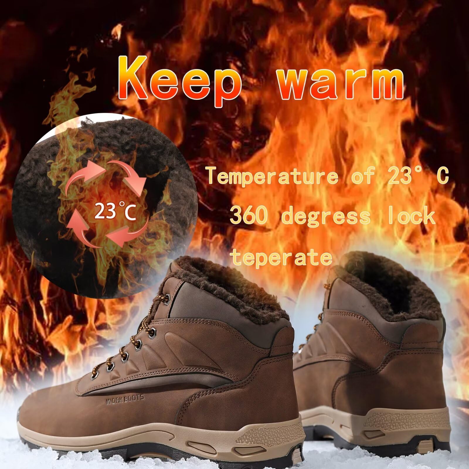 CYKYGGO Stivali Invernali Uomo Caldo Scarpe da Neve Caldo Impermeabile Antiscivolo Scarponcino Trekking