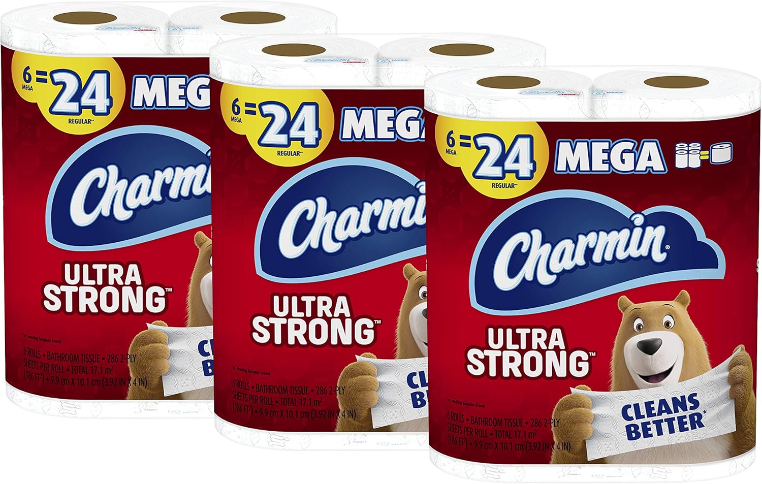 Charmin Ultra Strong Toilet Paper 18 Mega Rolls, 286 Sheets per roll