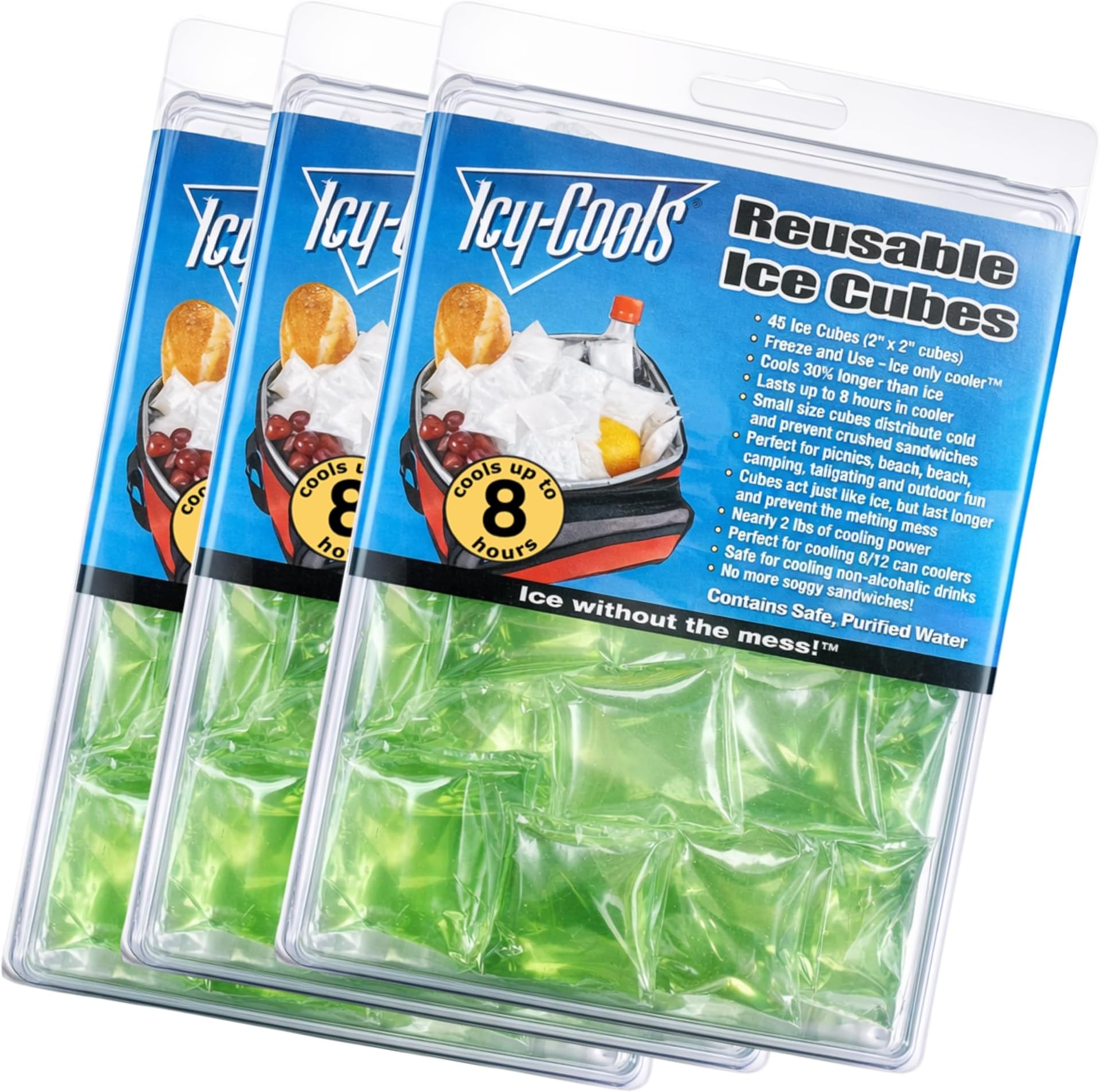 Icy Cools Reusable Ice Cubes Made In USA- Green- 1 Pack