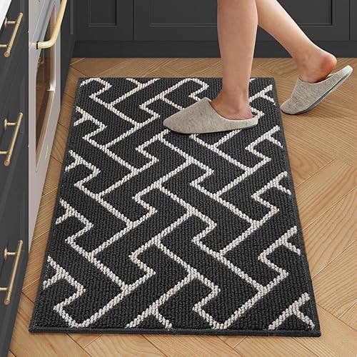 hicorfe Alfombras y tapetes de cocina, polipropileno súper absorbente de 20 x 31.5 pulgadas, antideslizante, tapete suave y cómodo, lavable para