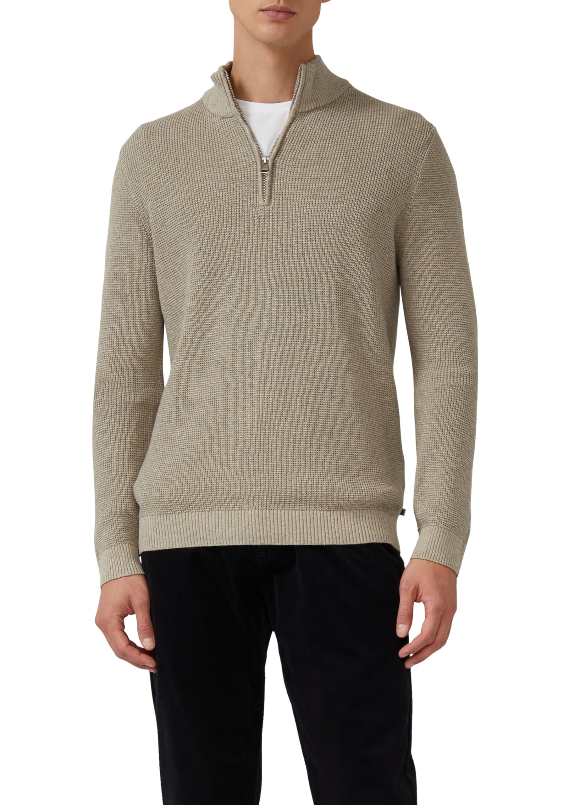 s.Oliver Baumwoll-Pullover mit Struktur und Troyer-Kragen