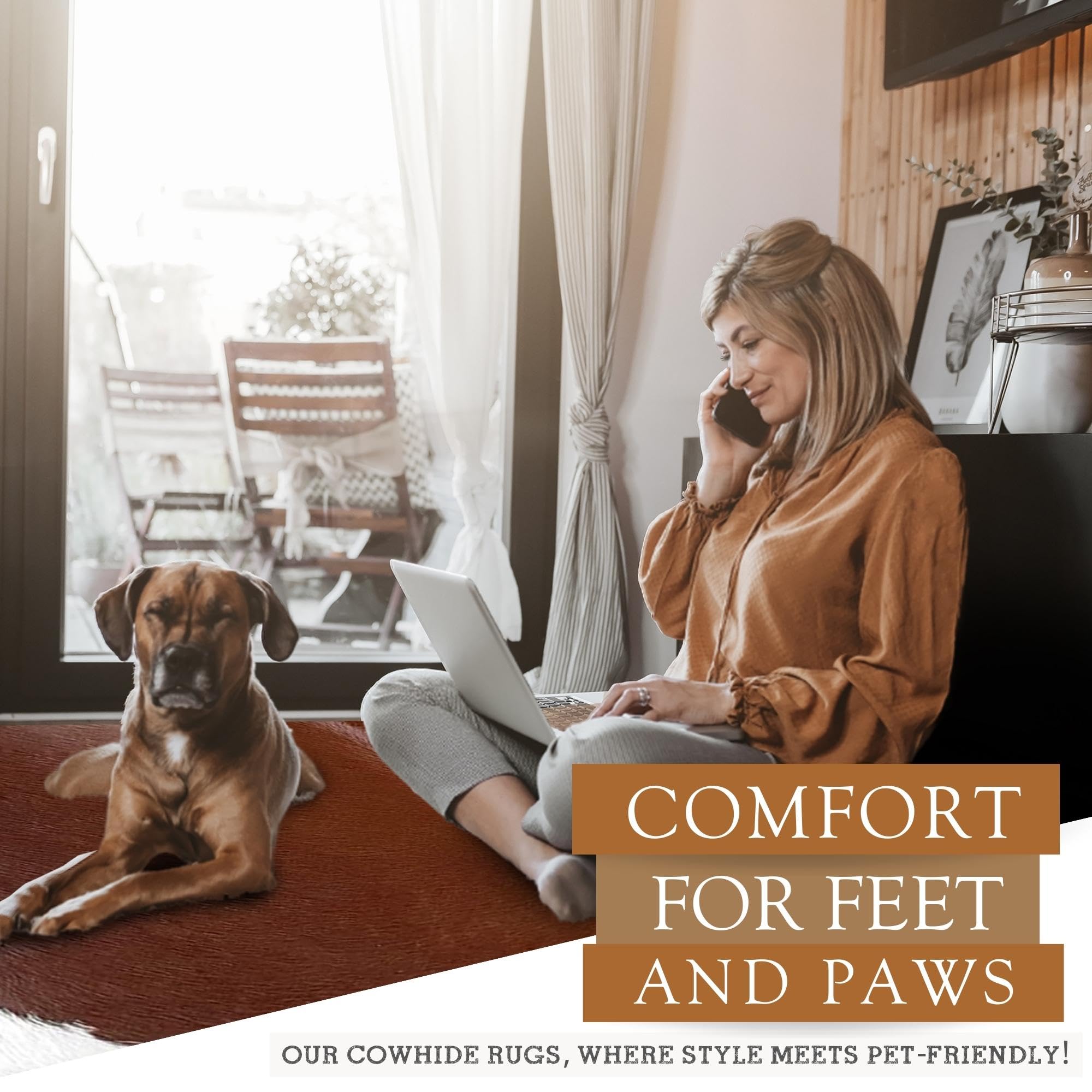 Amazon | Sunshine Cowhides 本物のヘレフォードレッドブラウンと