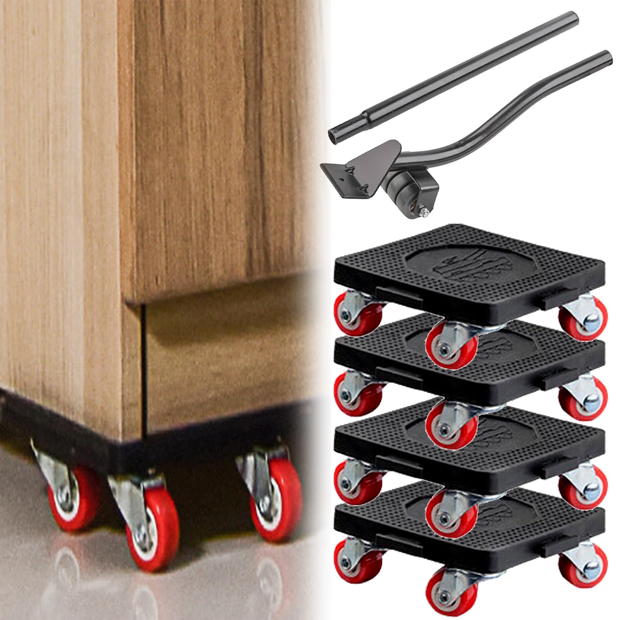 QSLKI 6pcs Furniture Mover Tools, splicing tool, Furniture Mover with Wheels & Furniture Lifter Set