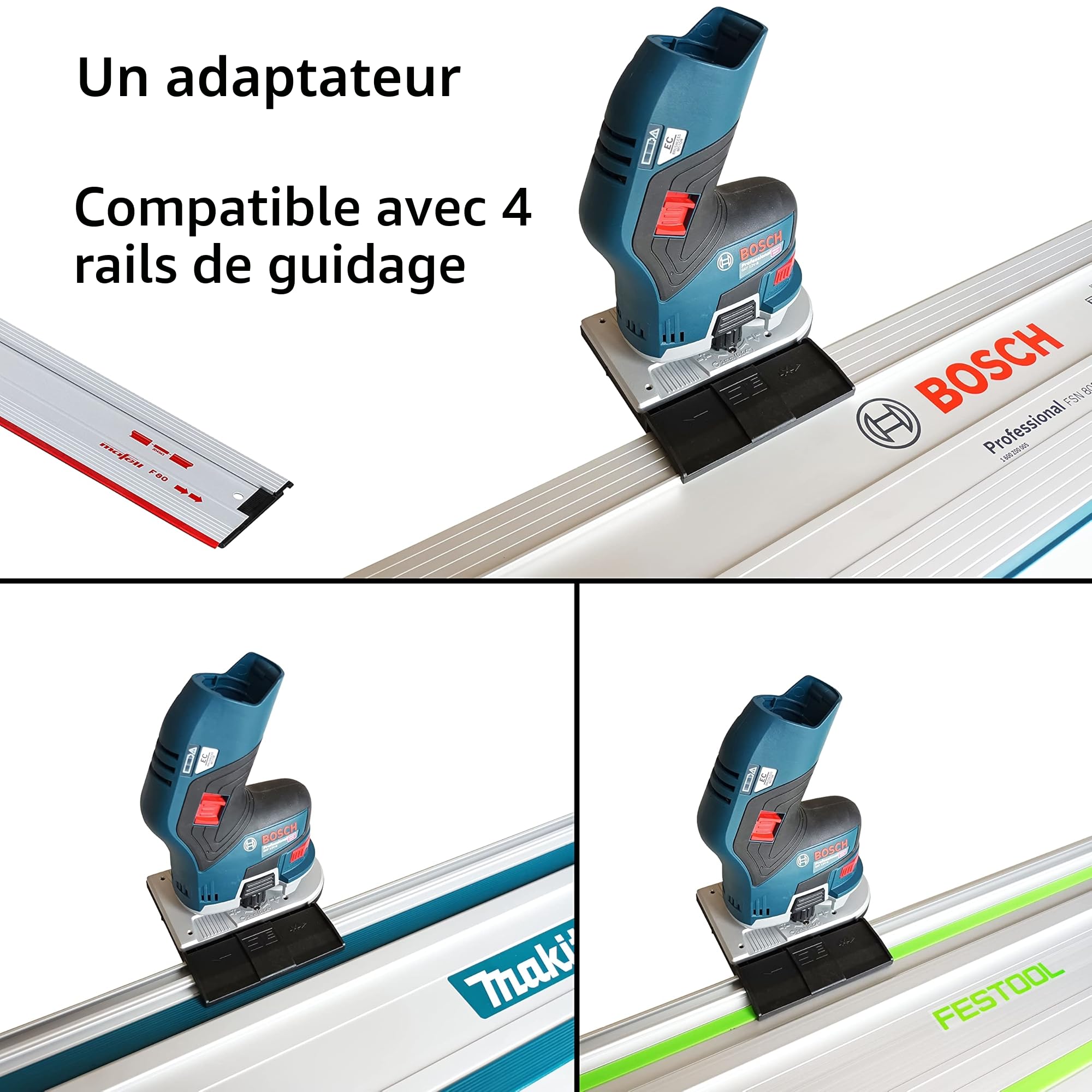 Adaptateur de rail de guidage professionnel pour Bosch GKF 12V-8 pour Makita/Bosch/Festool/Mafell Rail de guidage défonceuse affleureuse adaptateur