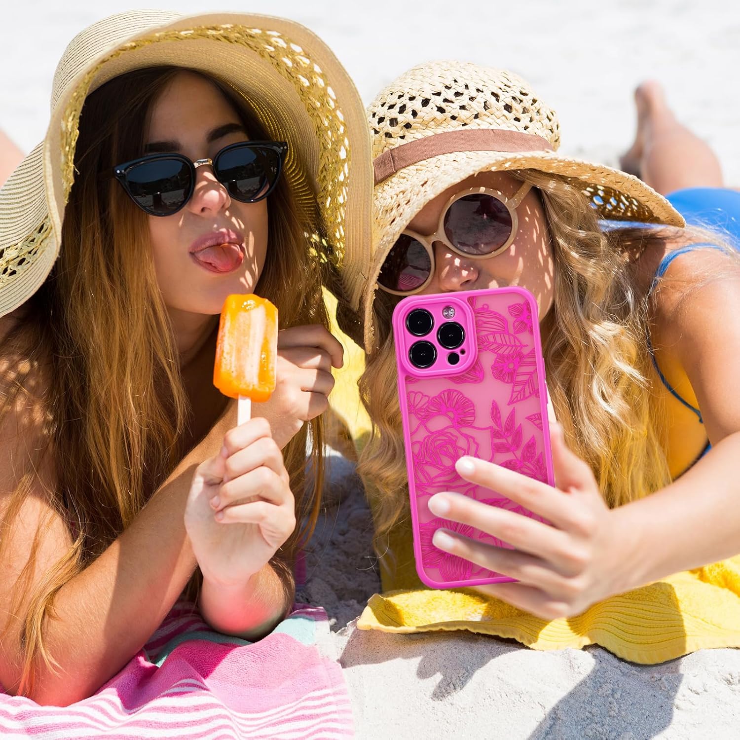 XIZYO for iPhone 16 Pro Max Case, Floral Rose Cute Phone Case for Women Girls Aesthetic Pattern Print Slim TPU Bumper Shockproof Protective Cover for iPhone 16 Pro Max 6.9 Inch, Hot Pink - Image 6