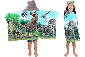 Franco Kids Bath and Beach Soft Cotton Terry Hooded Towel Wrap: Jurassic World Adventure