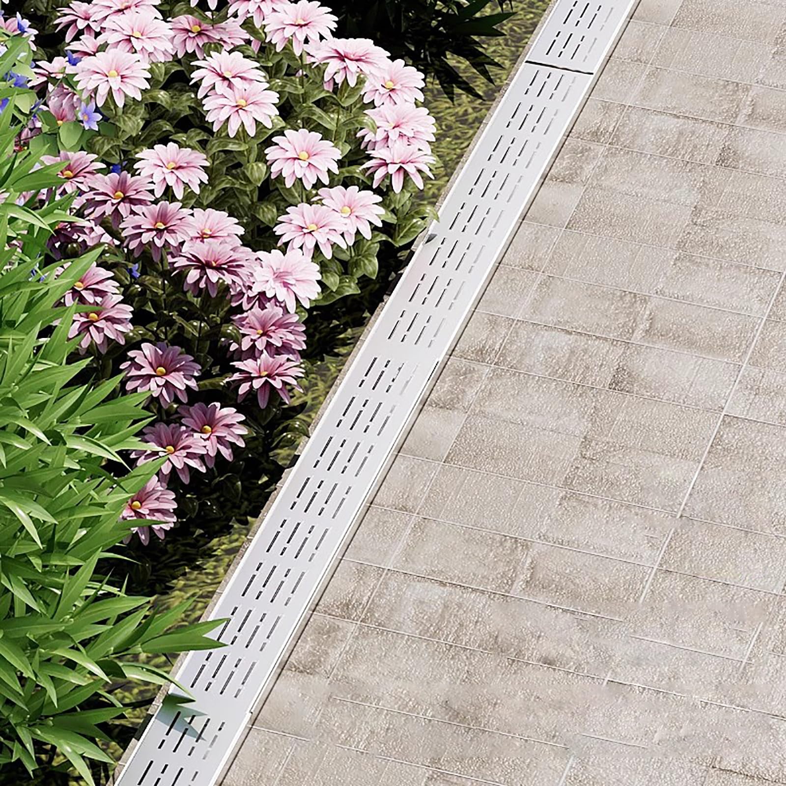 Griglia di scarico in acciaio inox, deviatore d'acqua stretto, per vialetto, doccia, giardino, WC, 15 x 4 cm, Premium D Solut