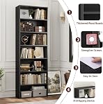 FACBOTALL 82" Tall Bookshelf, 7-Tier Open Shelves Bookcase, Freestanding Display Storage Shelves, Tall Bookcase Home Decor Furniture for Home Office, Living Room, Bedroom, Black
