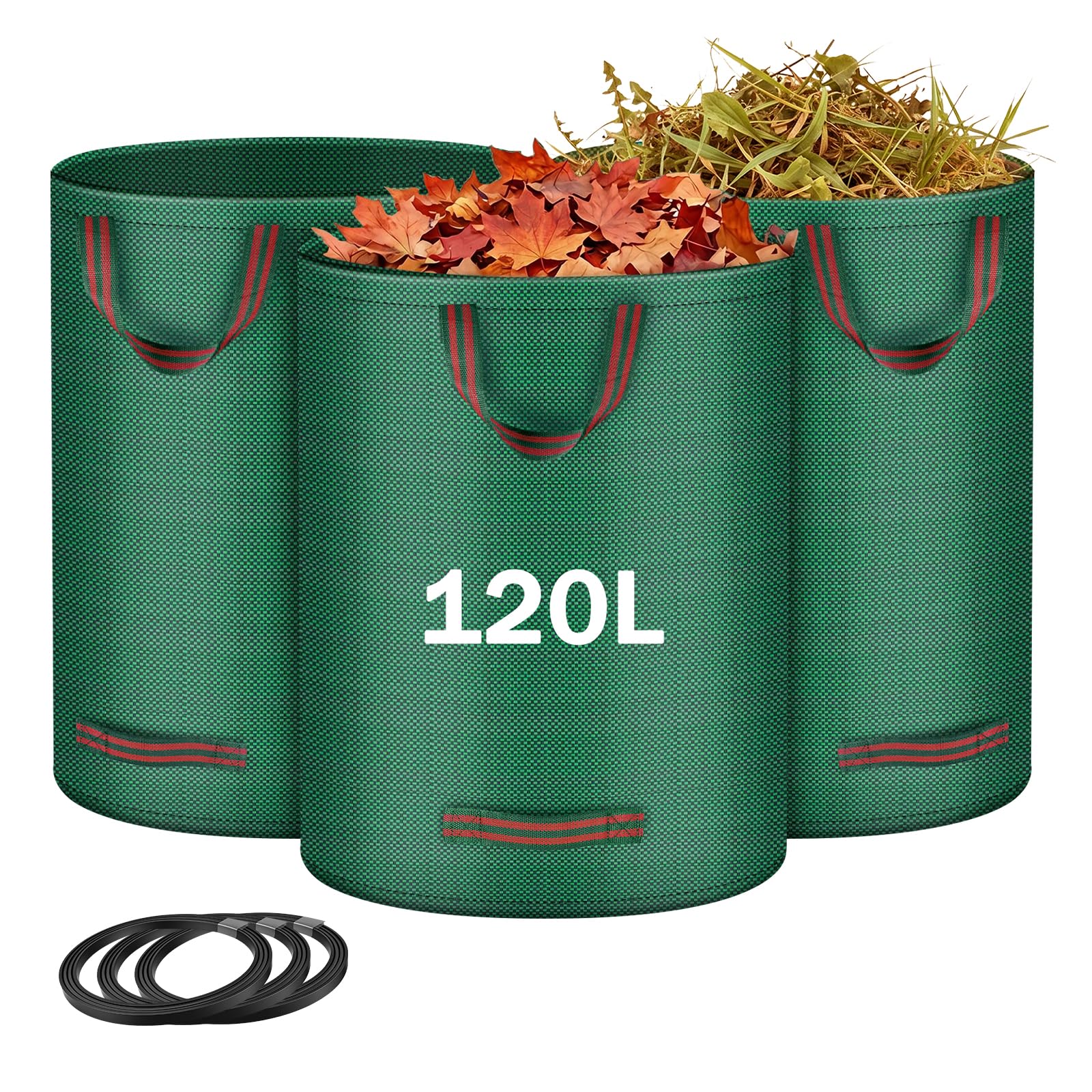 ANOMM 3 Pack 120 L Garden Waste Bags, Reusable Garden Sacks with Handles — image 1