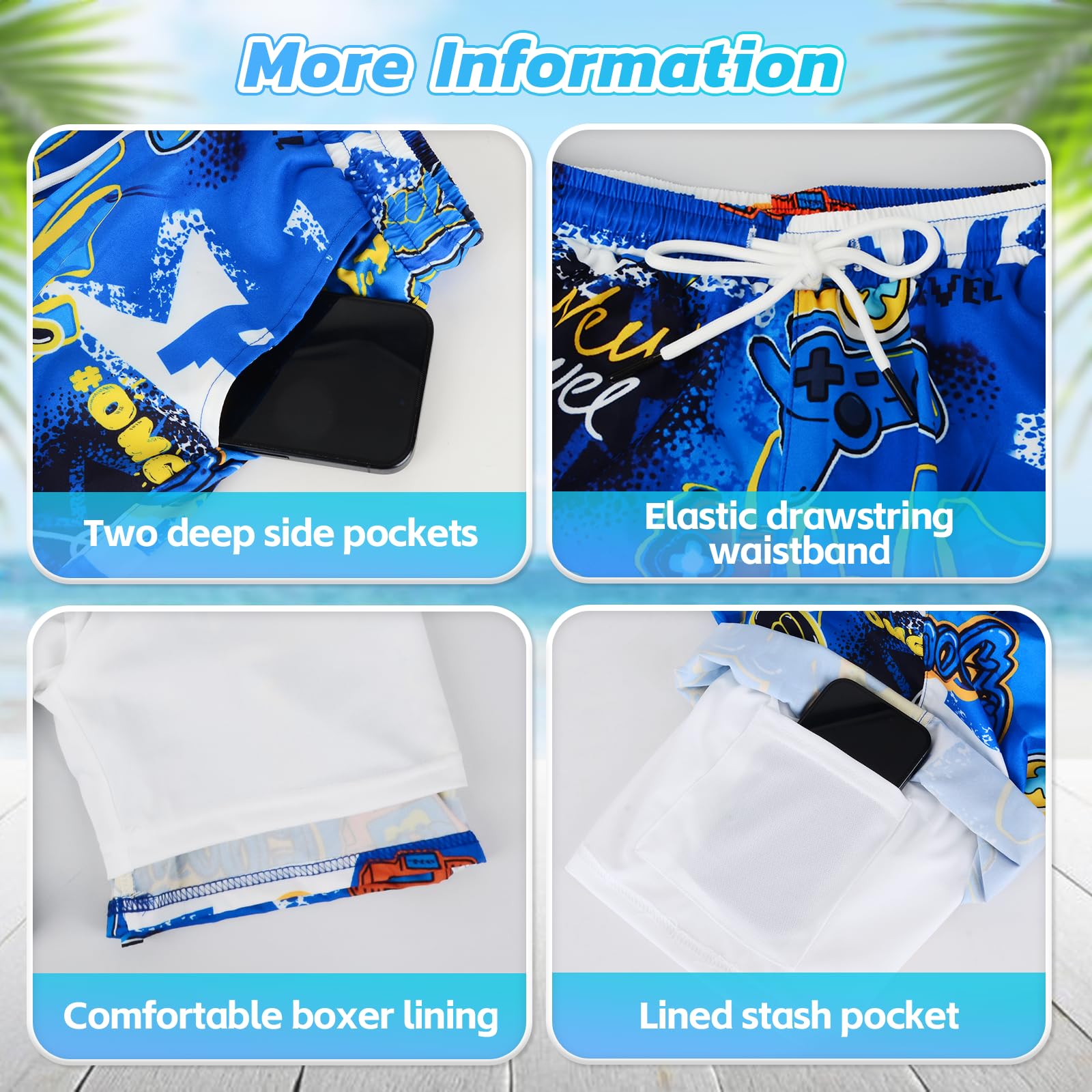 Bañador para Niños, Bañador para Niños de Secado Rápido Pantalones, Pantalones Cortos de Playa para Resistente a la Arena, al Polvo y a los Rayos UV, Elegante, Correr, Vacaciones en la Playa
