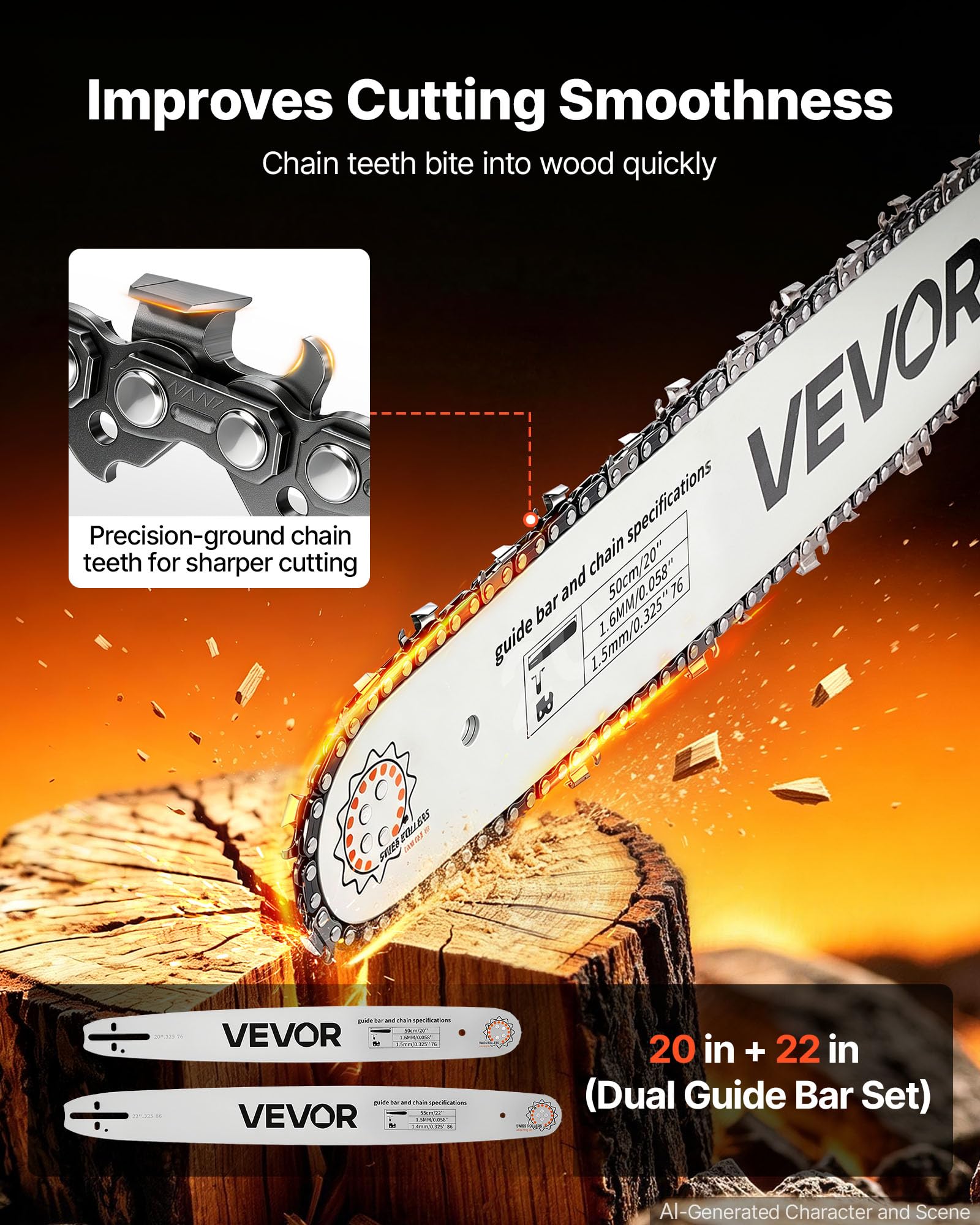 VEVOR Troncatrice a Benzina da 508 e 558,8 mm 62 cc 2,7 kW Motore a 2 Tempi