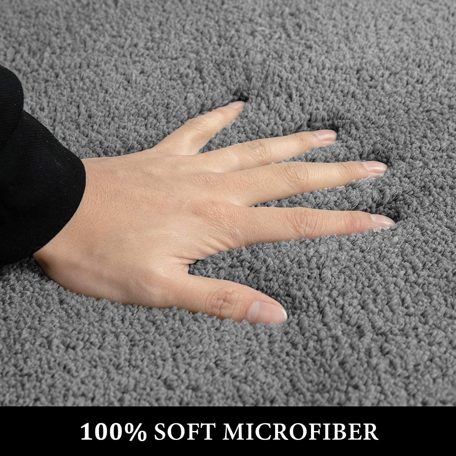 MIULEE 1 x Rectangular Bath Mat for Shower Non-Slip Soft Comfortable Tabis Absorbent Soft Microfibre Toilet Bath Mat 45 x 120 cm Grey - Image 4