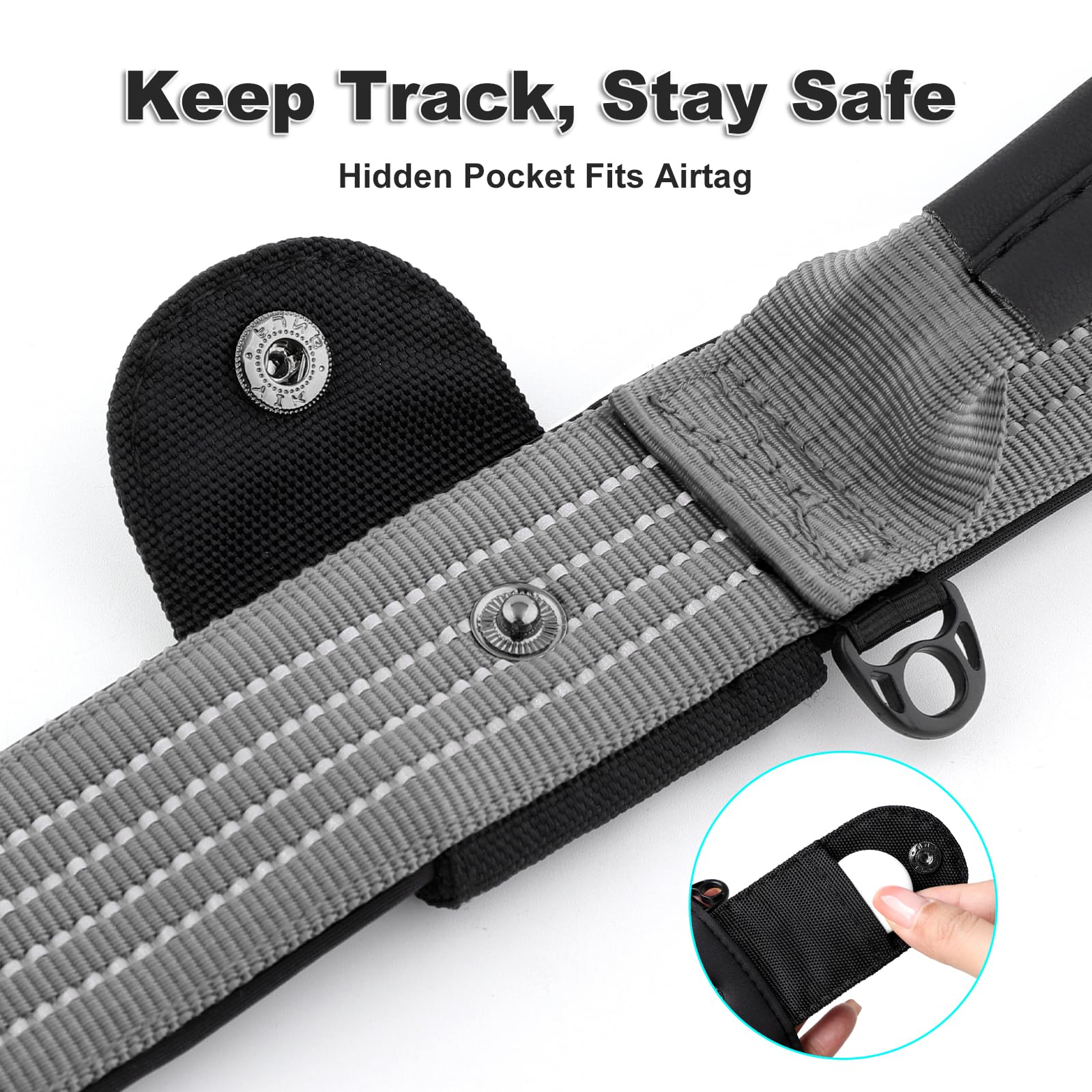 Plutus Pet Tactical Dog Collar with Tracker pocket for AirTag Adjustable Reflective Nylon Collar, Metal Buckle - Image 3