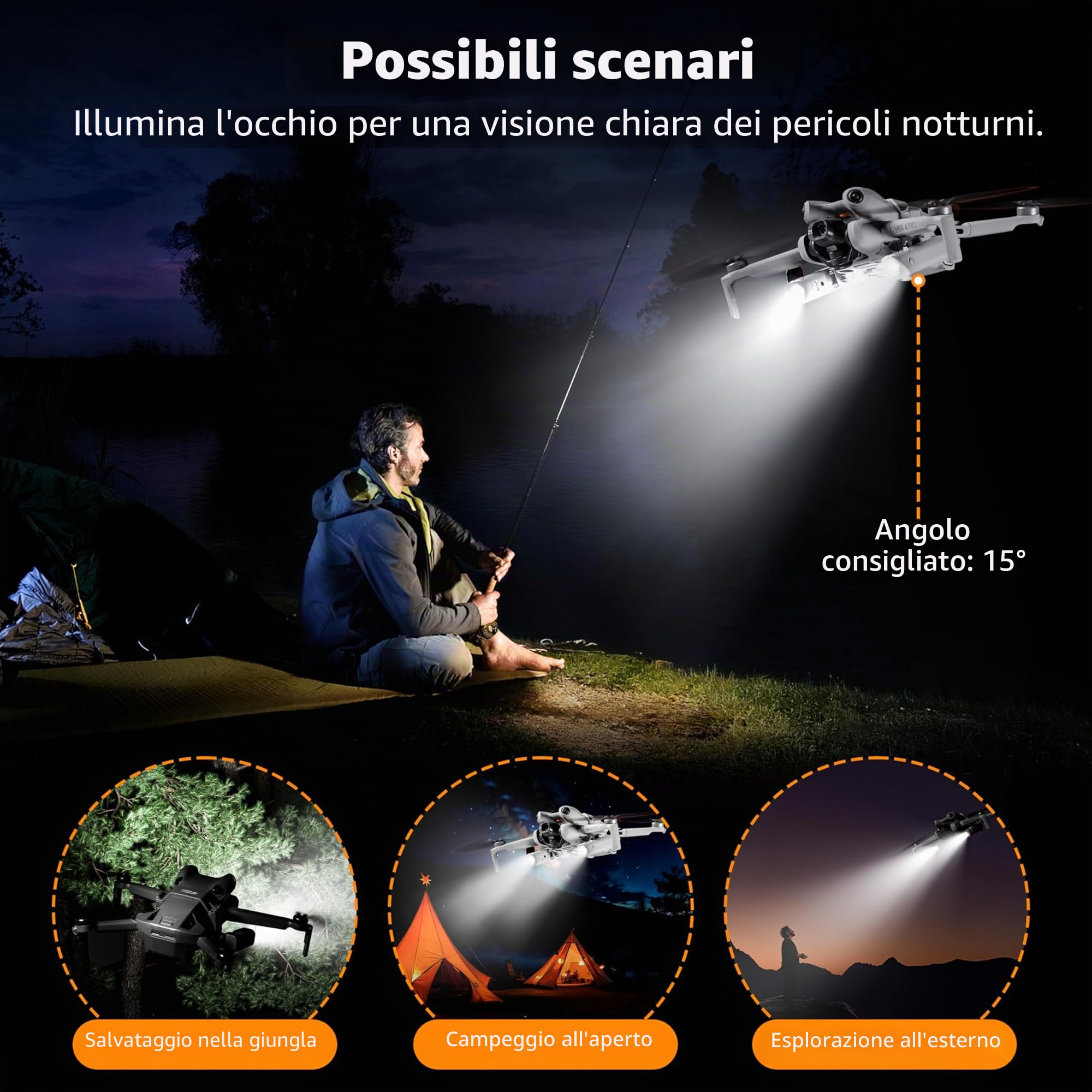 STARTRC Mini 4 Pro LED luce di navigazione notturna per DJI Mini 4 Pro, luce stroboscopica con supporto anti-collisione per DJI Mini 4 Pro