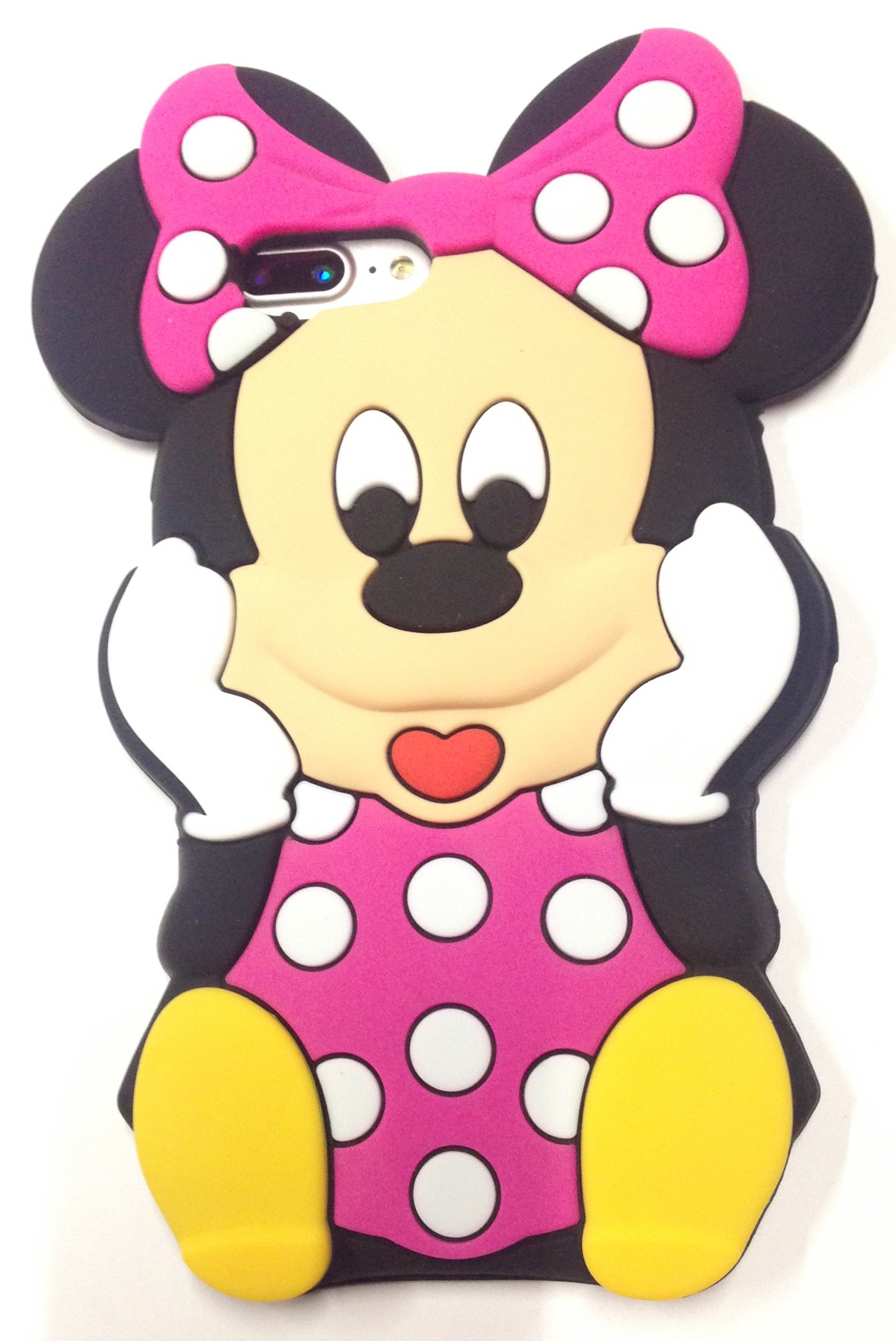 Case Bundle: Pink 3D Minnie with Polka DotsCute Lovely Fun Silicone Case for iPhone 7 Plus [ NOT for iPhone 7], 3D Figure Stylus Touch Pen + Screen Protector + Metallic Stylus Touch Pen
