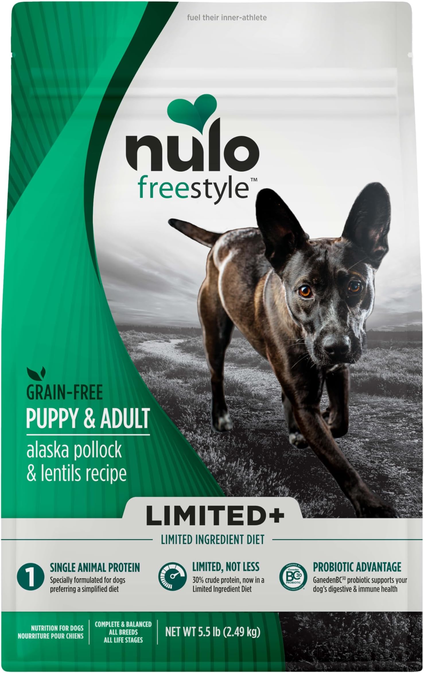 FreeStyle Limited Ingredient Dry Dog Food - High Protein Alaska Pollock & Lentils Recipe, Natural Grain Free Dog Food for Puppies & Adults, Small, Medium and Large Breed Kibble, 5.5lb Bag