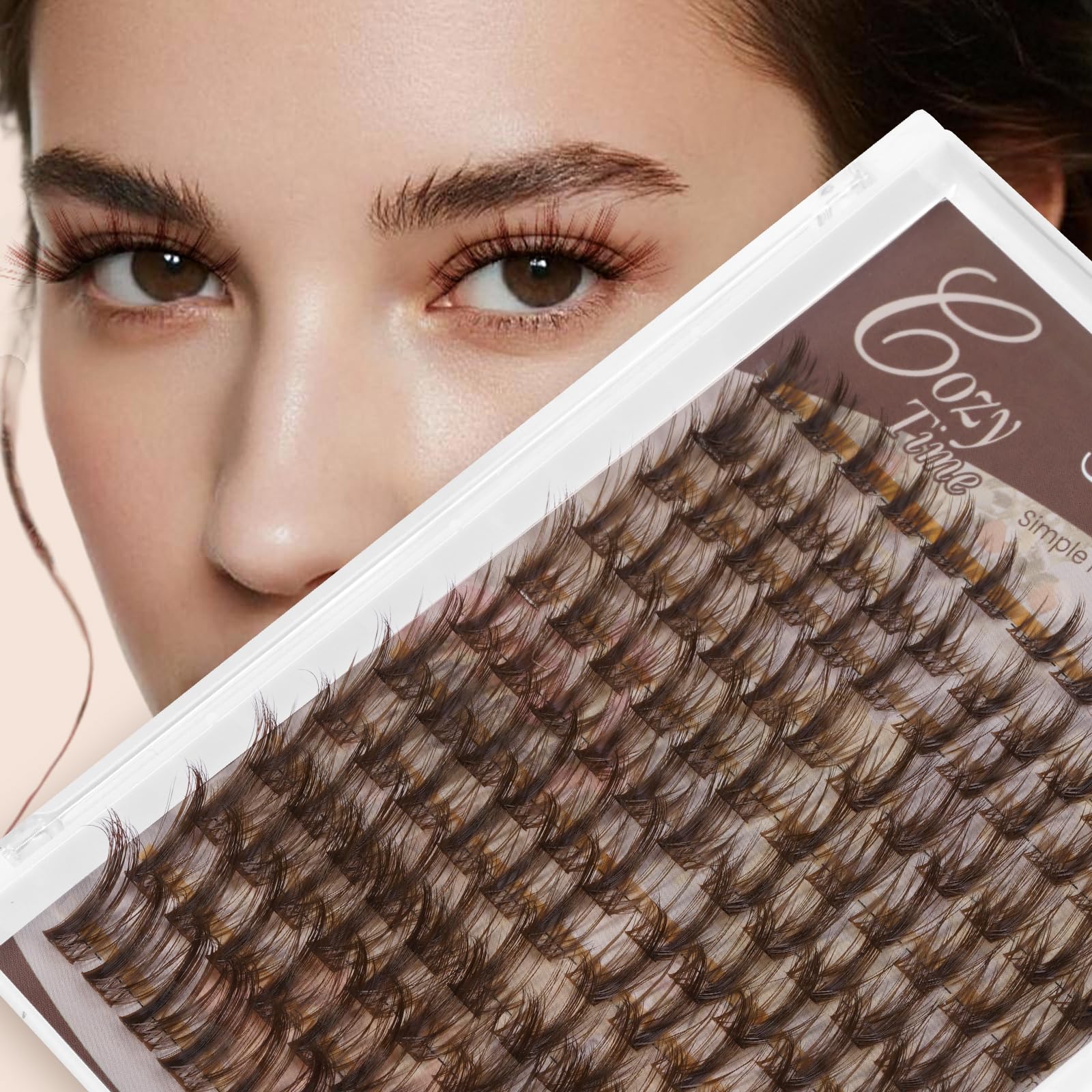 Photo 1 of JMS&JMS Brown Lash Extension Kit 144PCS Wispy Lash Clusters Kit CC Curl 8-18MIX Cluster Eyelash Extensions Kit with Lash Bond and Seal, Lash Remover, Lash Tweezers at Home