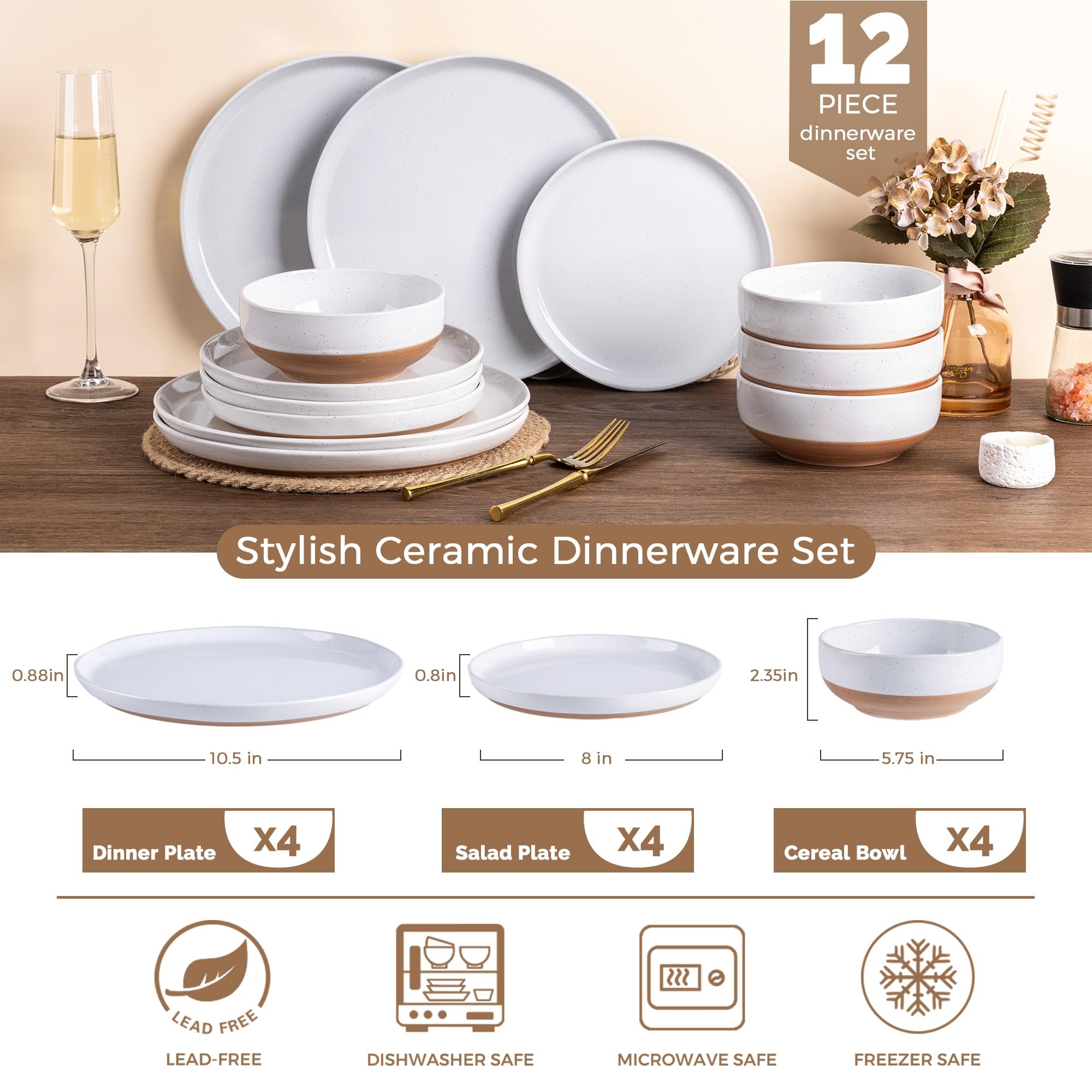 AmorArc Set di stoviglie in ceramica, set di piatti e ciotole in gres