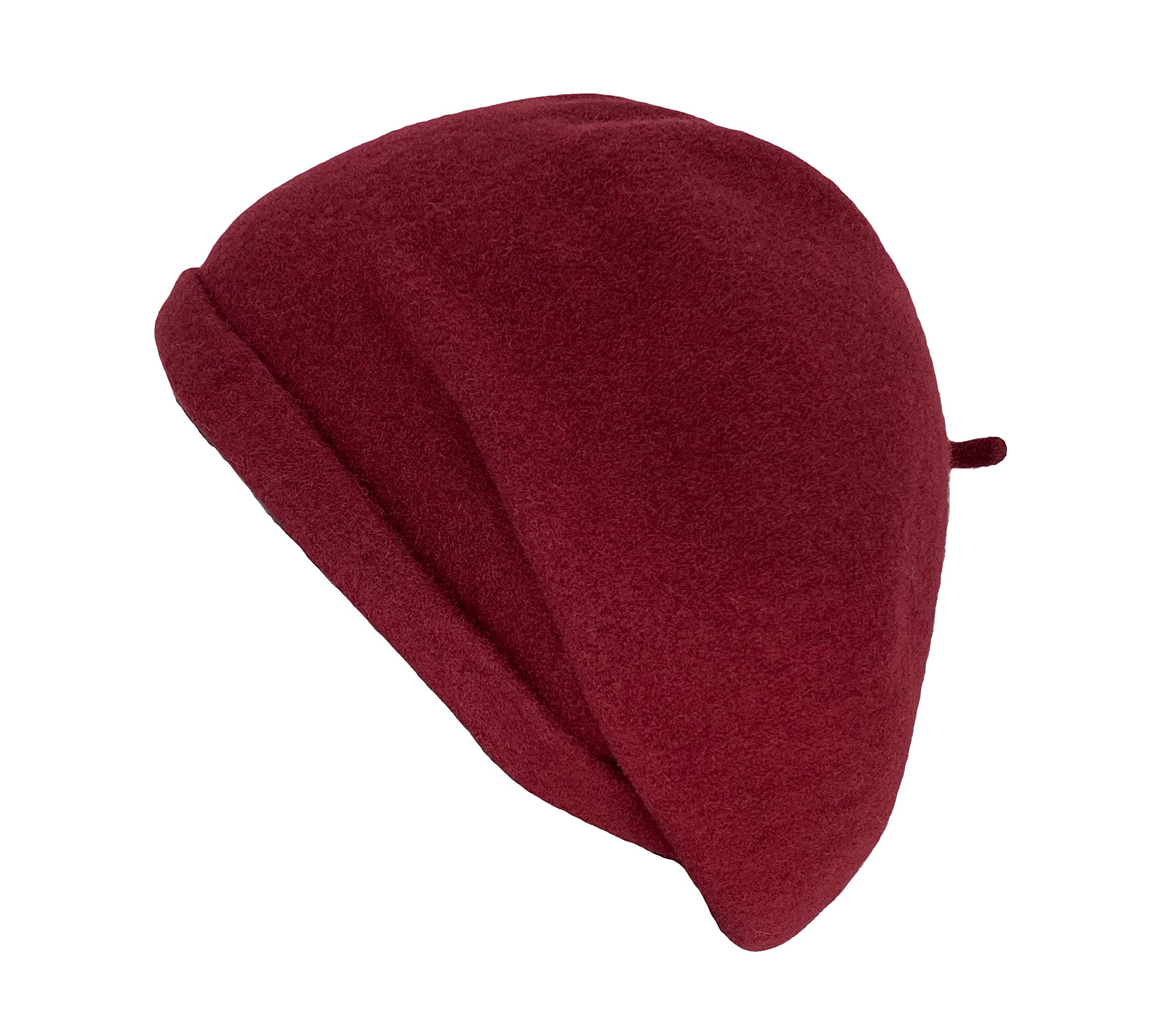 Kopka damska bejsbolówka wełniana, beret, czapka z dzianiny w 100% z wełny (merynos), czapka zimowa, czerwony / bordeaux, jeden rozmiar