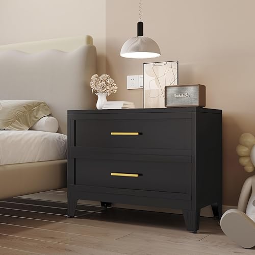 Miniatura 14 de Cómoda blanca de 5 cajones para dormitorio, cómodas y cajoneras de metal de 53.46 pulgadas de alto con diseño de esquinas curvas, cajonera