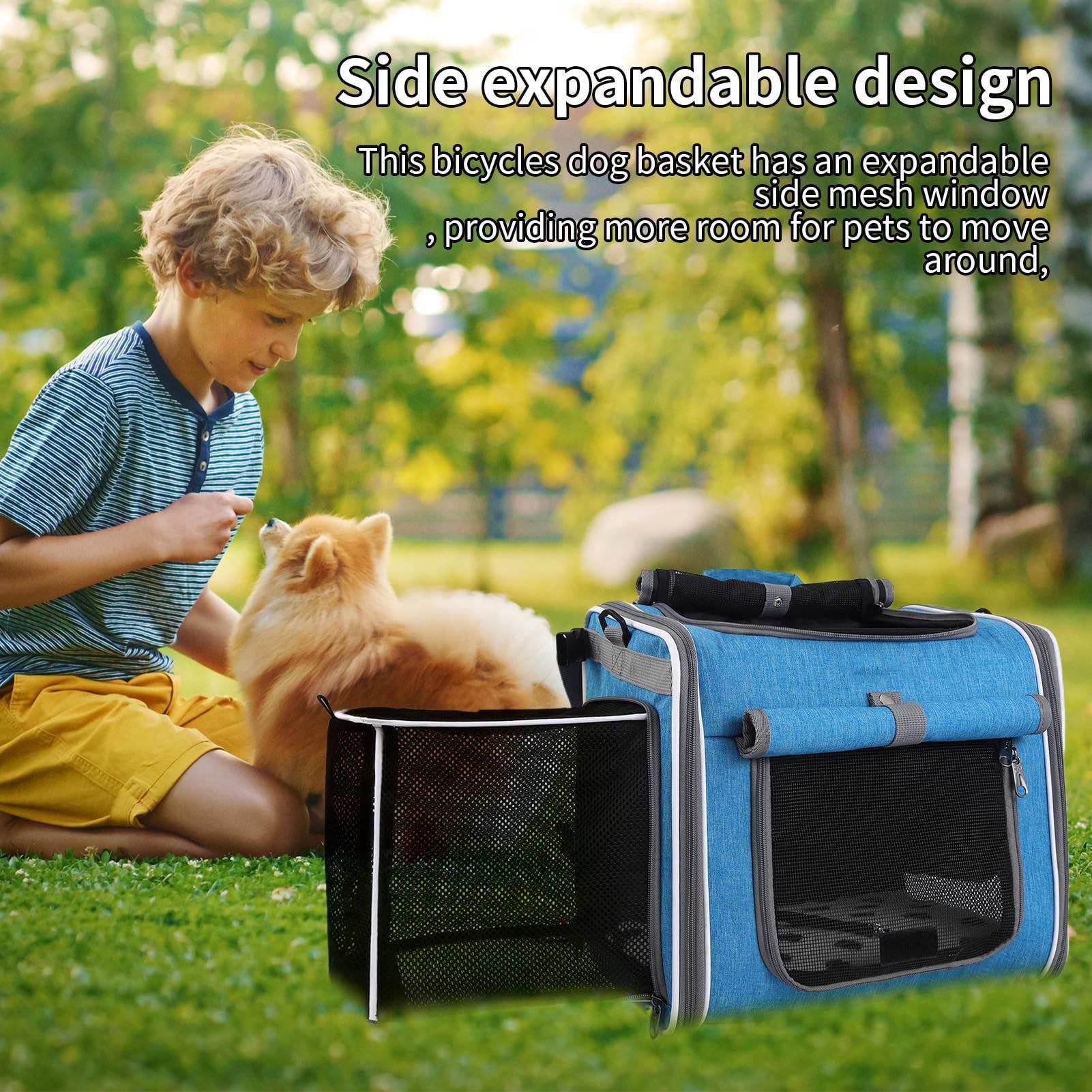 Cesta para Perros en Bicicleta, Transportín Delantero para Perros en Bici, Mochila Ajustable con Ventilación para Excursiones Y Paseos