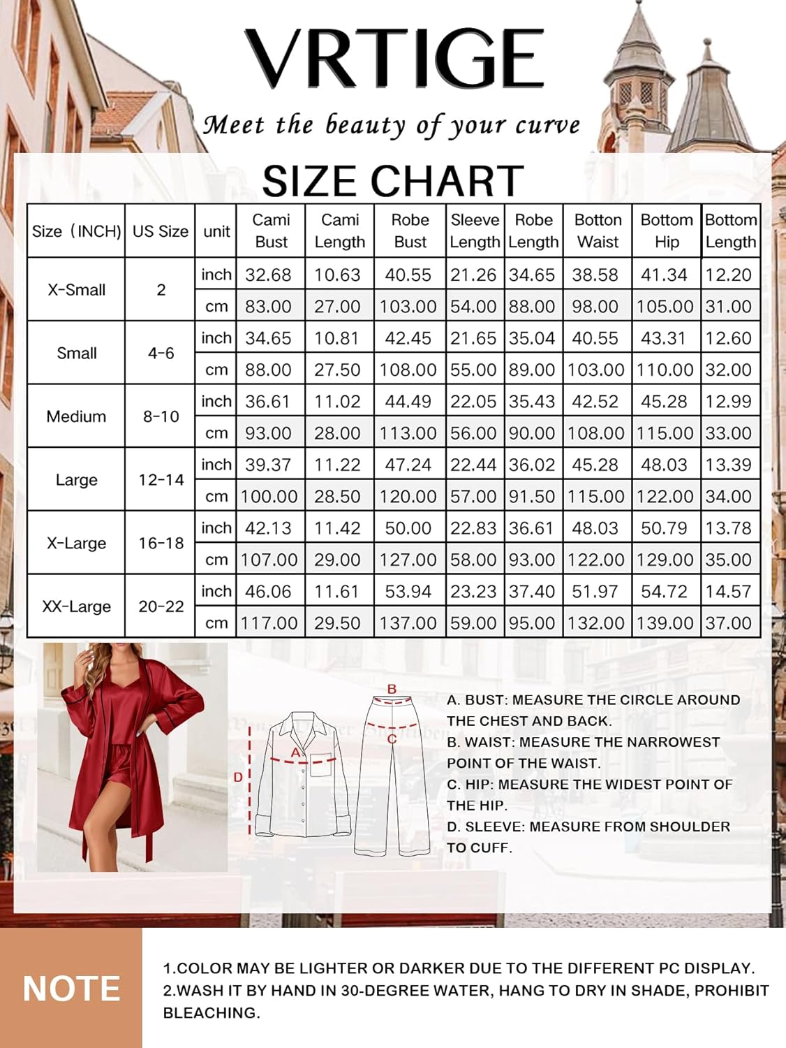 Vrtige Women's 3pcs Satin Pajamas Set Cami Top and Shorts Sleepwear PJs Set with Robe - Image 7