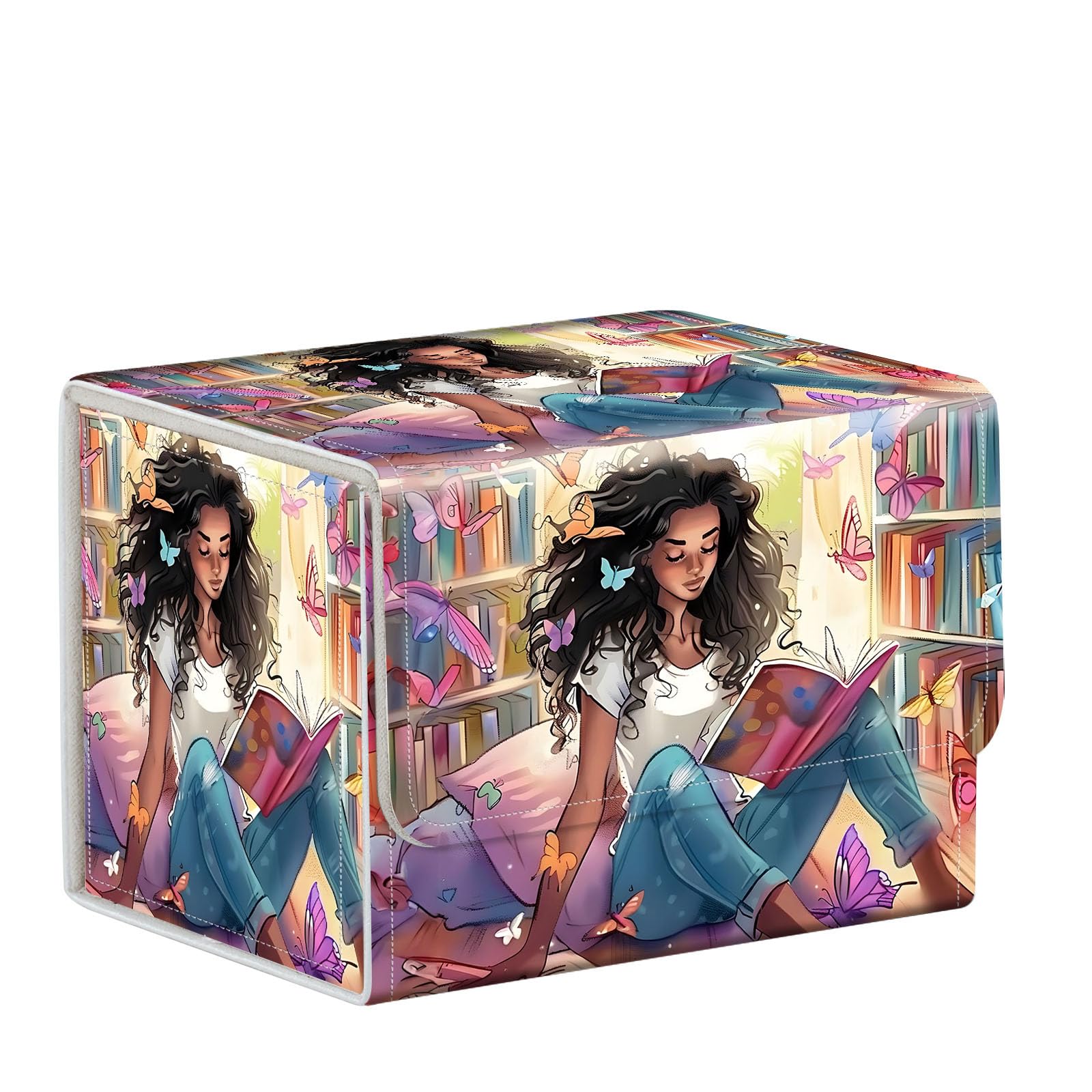 ETLKJVBL MTG Card Storage Solution - MTG Card Box for Commander Decks,High-capacity Anime Card Sleeves,The best choice for sending Game mates,Pretty Pattern design for Deck Box(Butterfly Girl Reading)