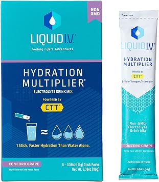 Liquid I.V, Hydration Multiplier Drink Mix, Grape, 6 Count