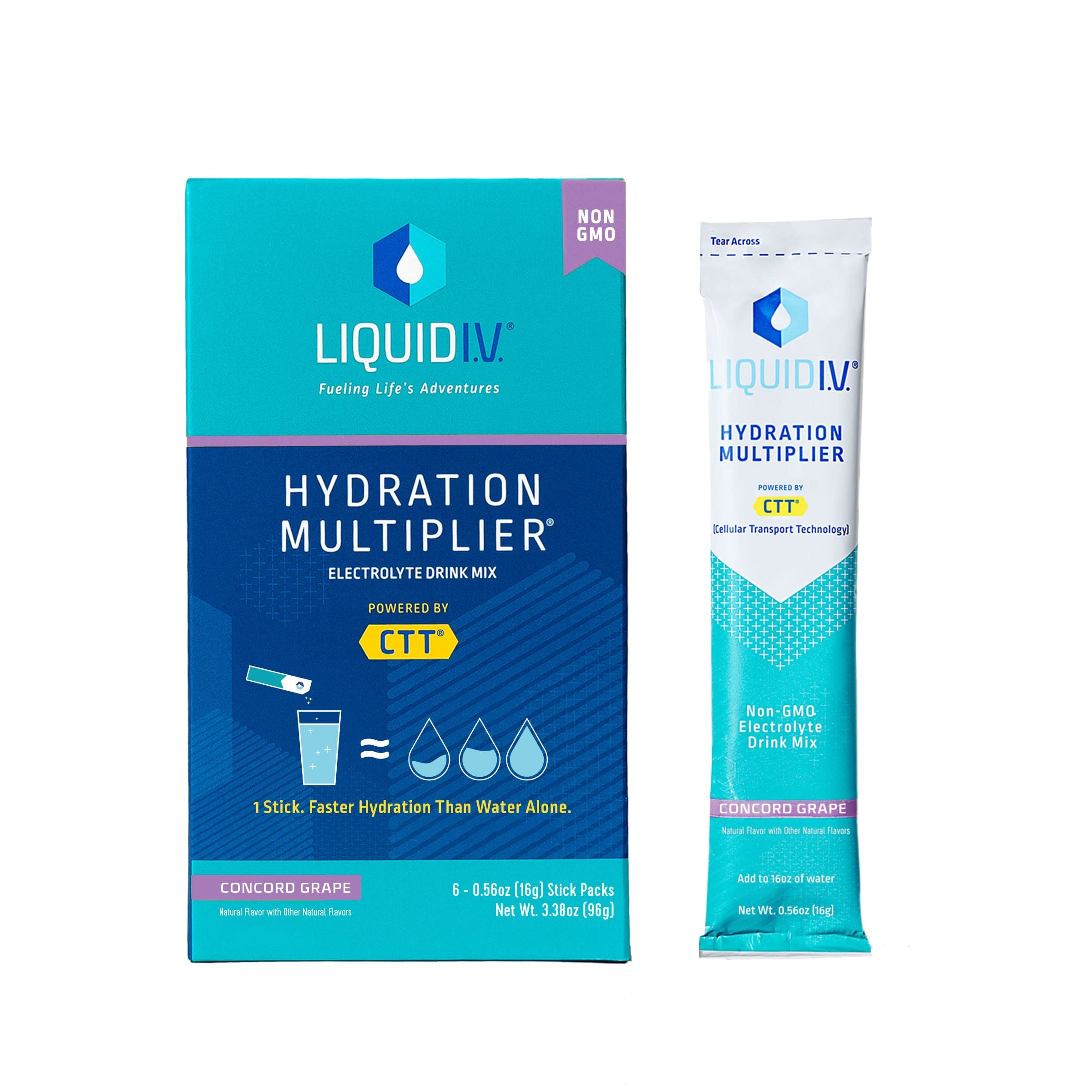 Liquid I.V, Hydration Multiplier Drink Mix, Grape, 6 Count