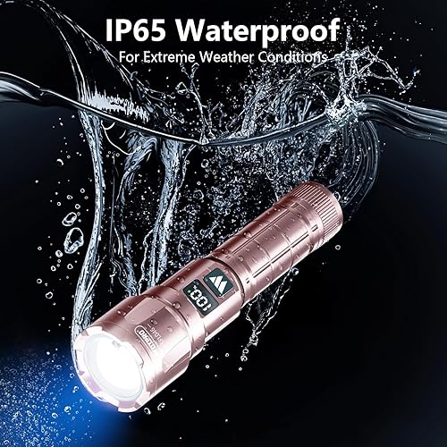 Miniatura 26 de Wdtpro Linternas LED recargables de alto lúmenes, 2 unidades, 6000 lúmenes, linterna súper brillante, potentes linternas de campamento con pantalla
